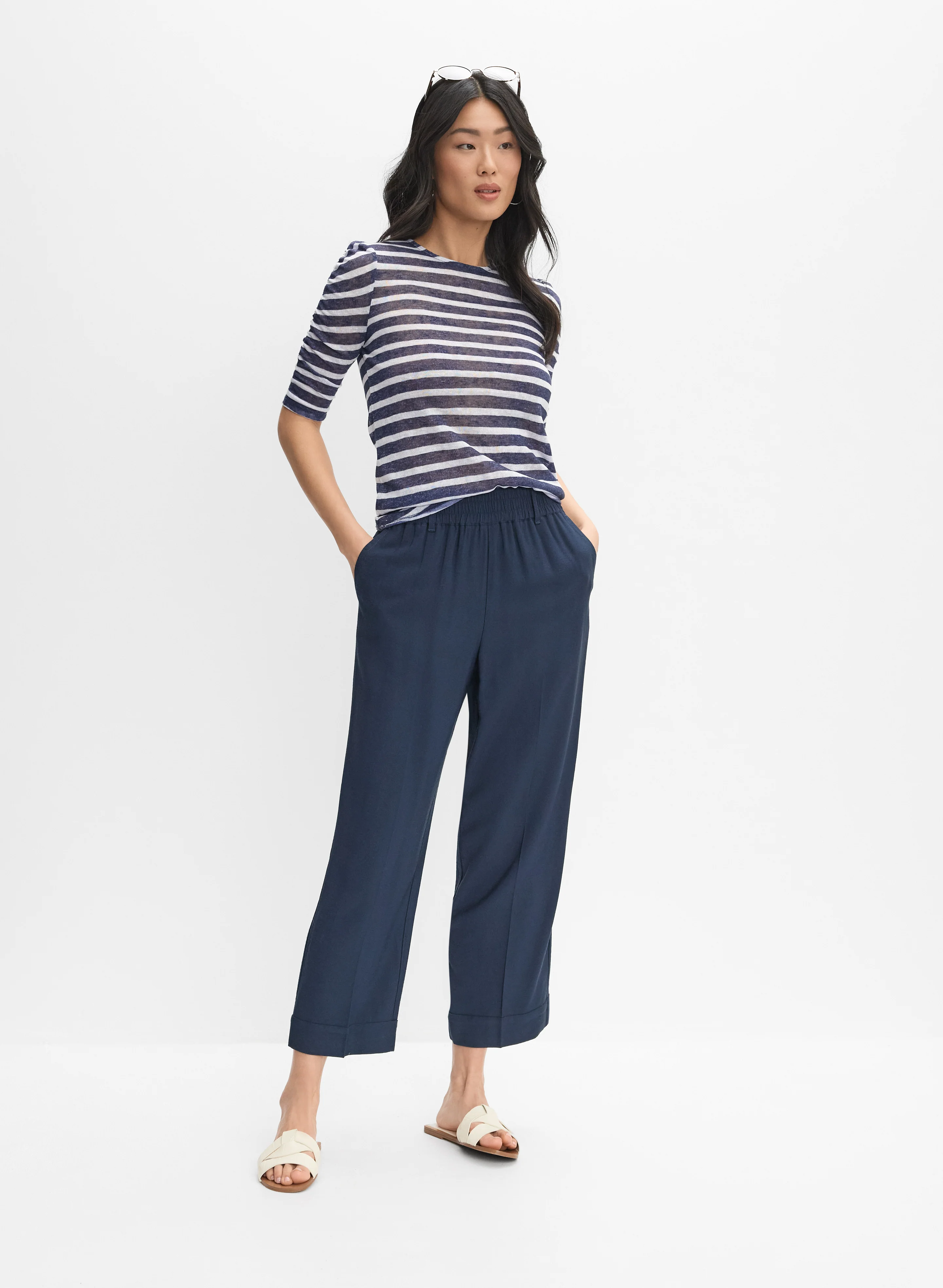 Striped Elbow Sleeve Top - Image 3