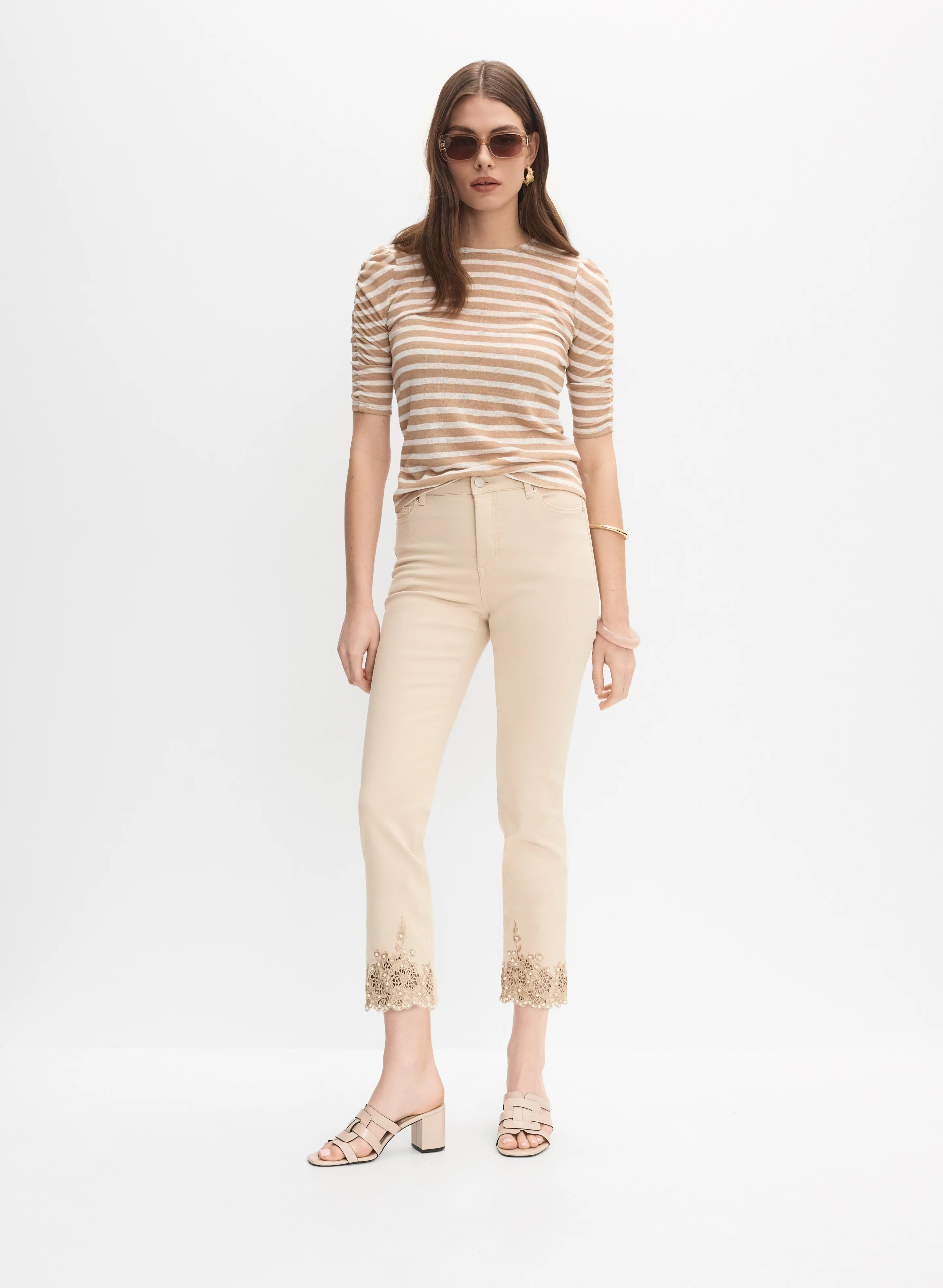 Striped Elbow Sleeve Top - Image 3