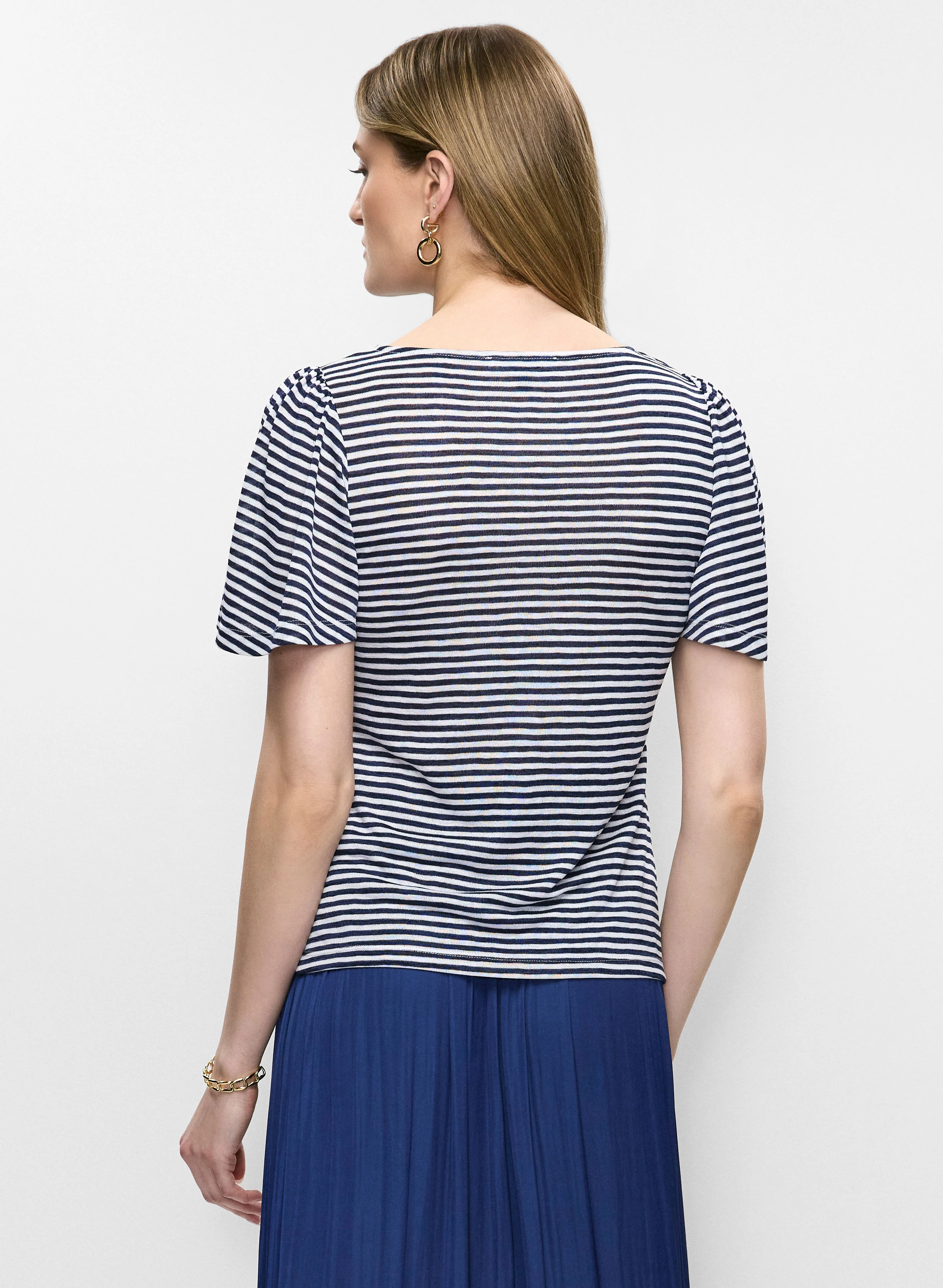 Striped Flare Sleeve T-Shirt - Image 4