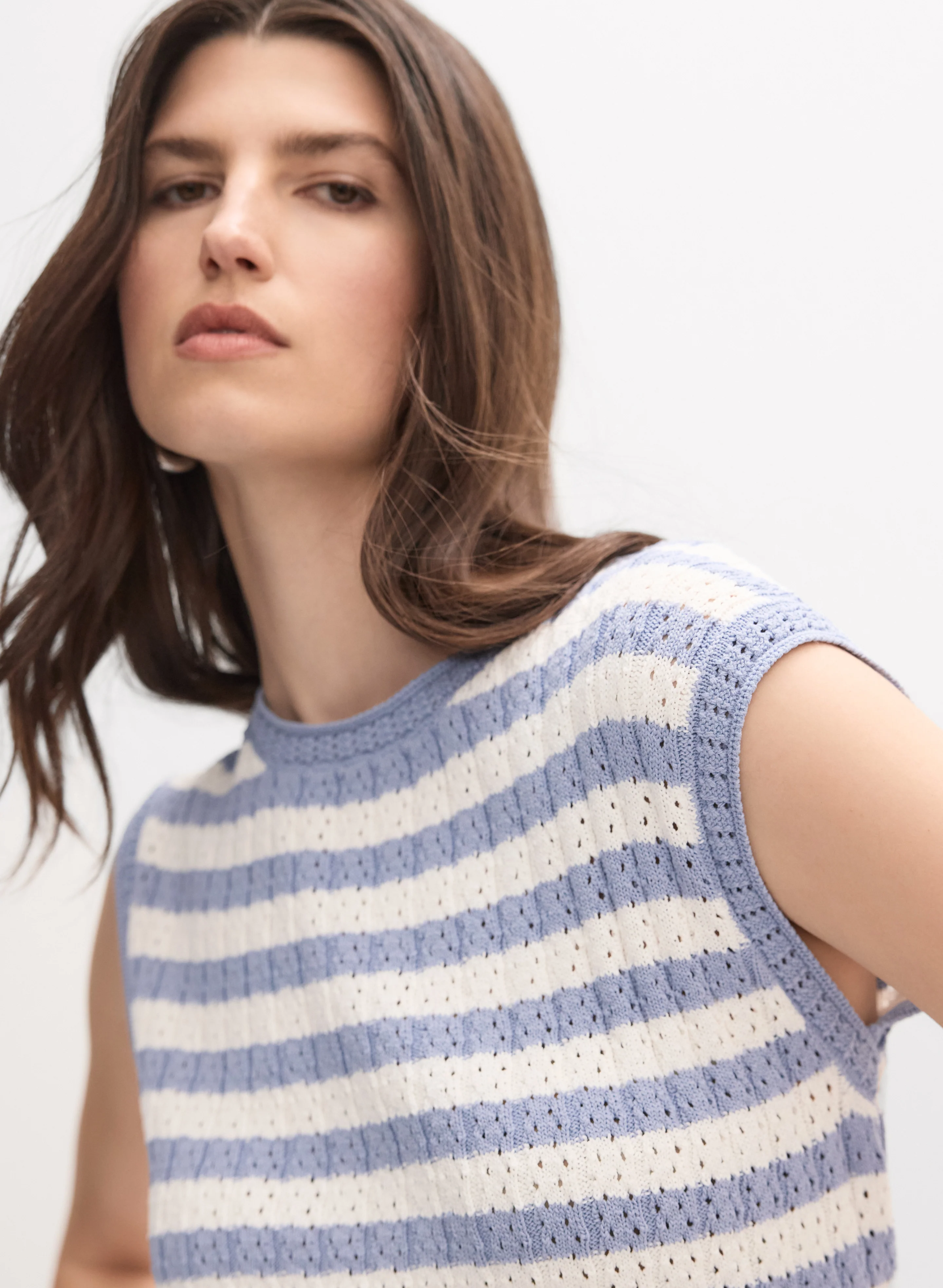 Striped Pointelle Pullover - Image 2