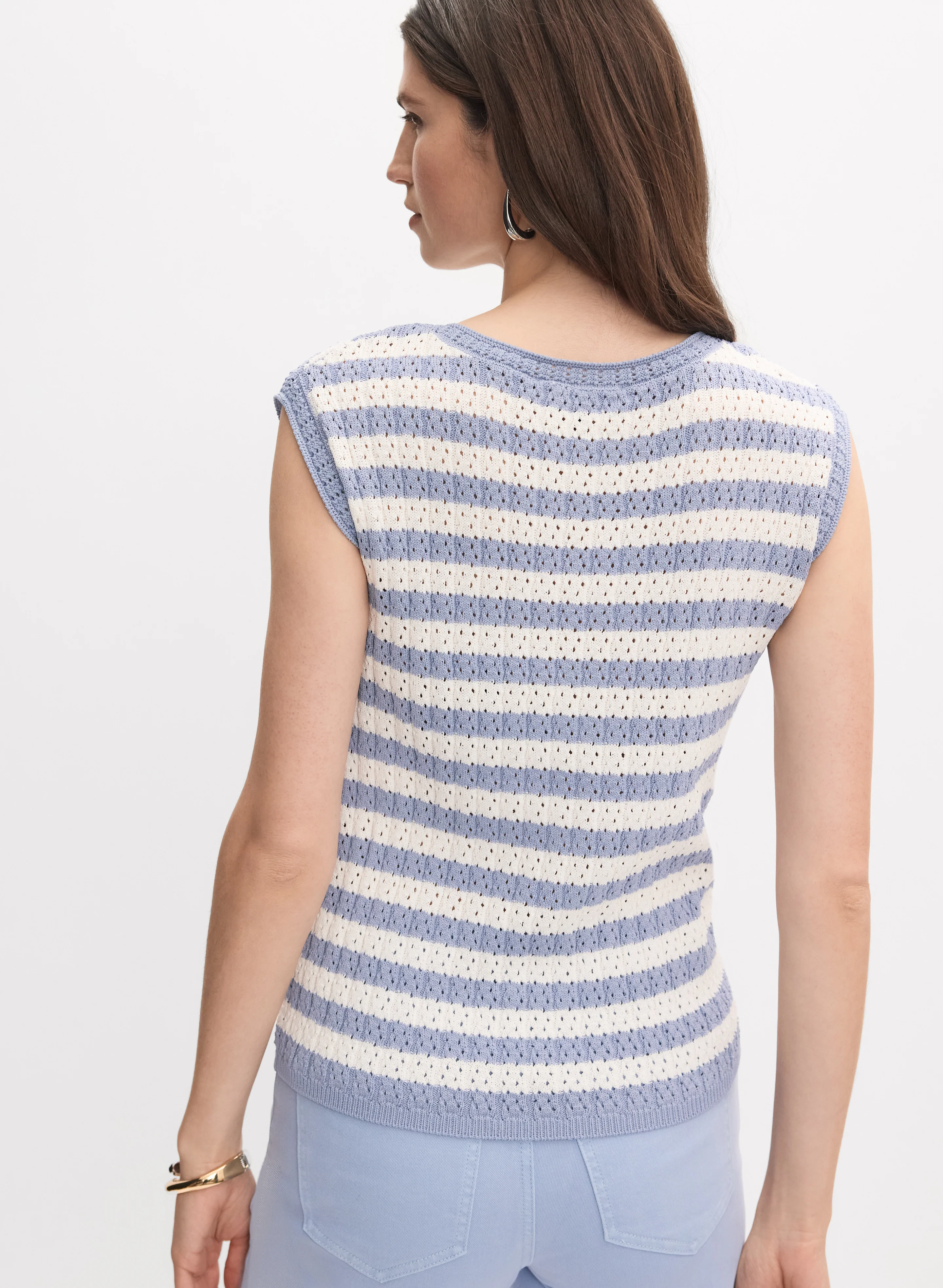 Striped Pointelle Pullover - Image 4