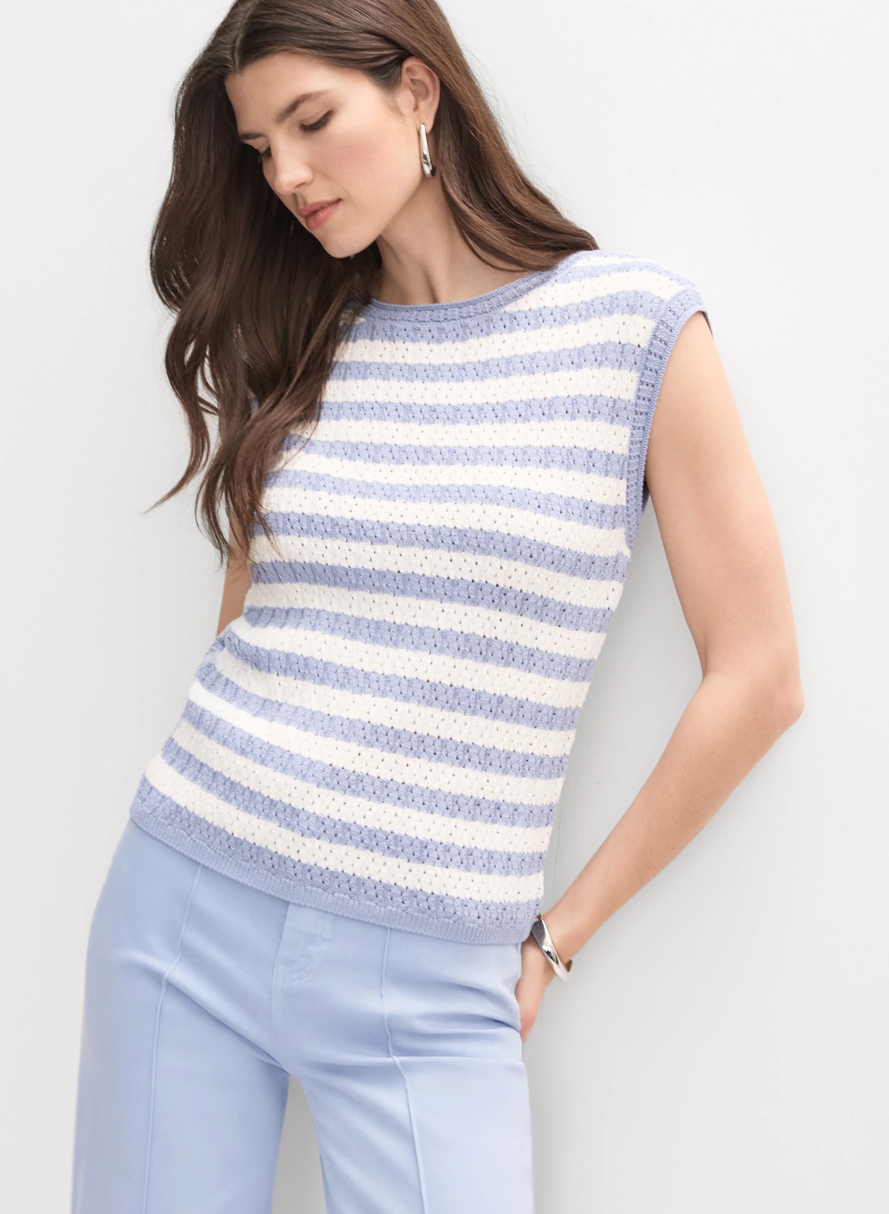 Striped Pointelle Pullover - Image 5