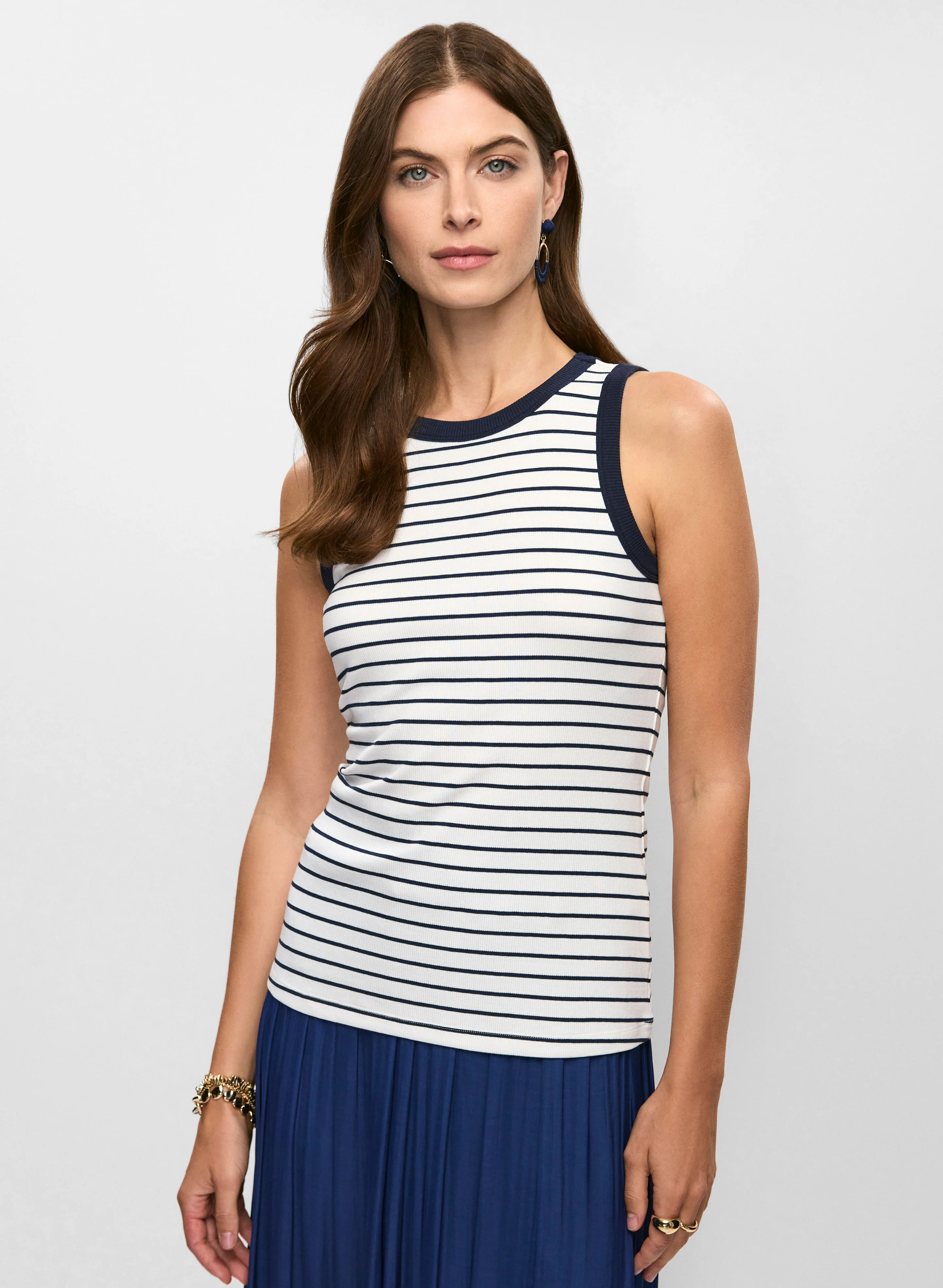Striped Rib-Knit Tank Top - Image 7