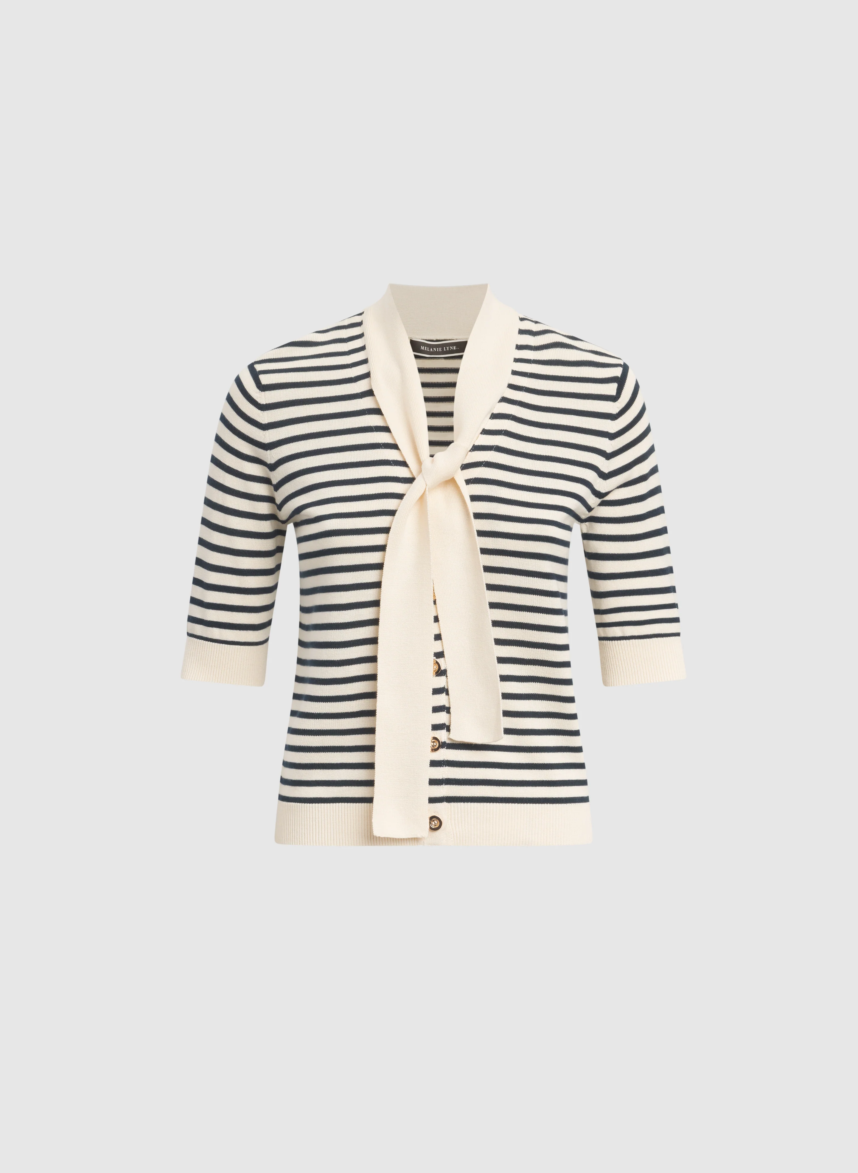 Striped Tied-Neck Cardigan - Image 5