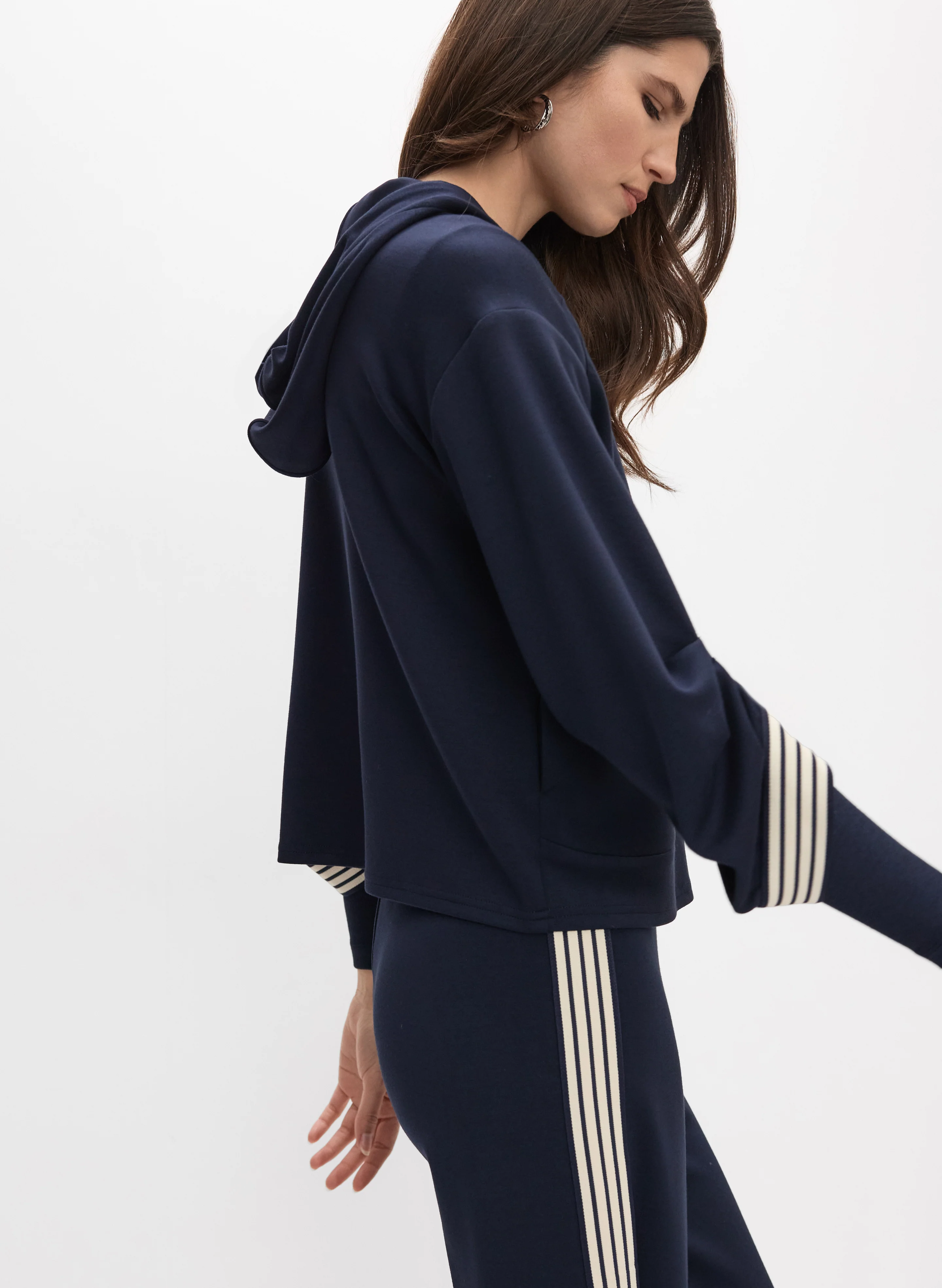 Striped Trim Zip-Up Jacket - Image 5