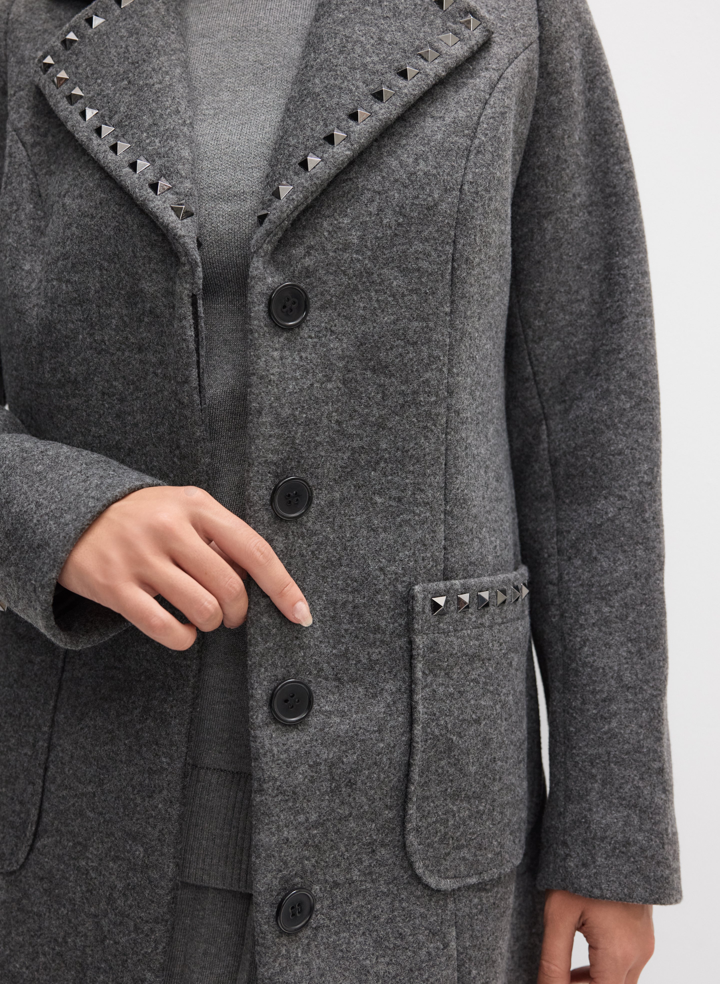 Studded Stretch Wool-Blend Coat - Image 7
