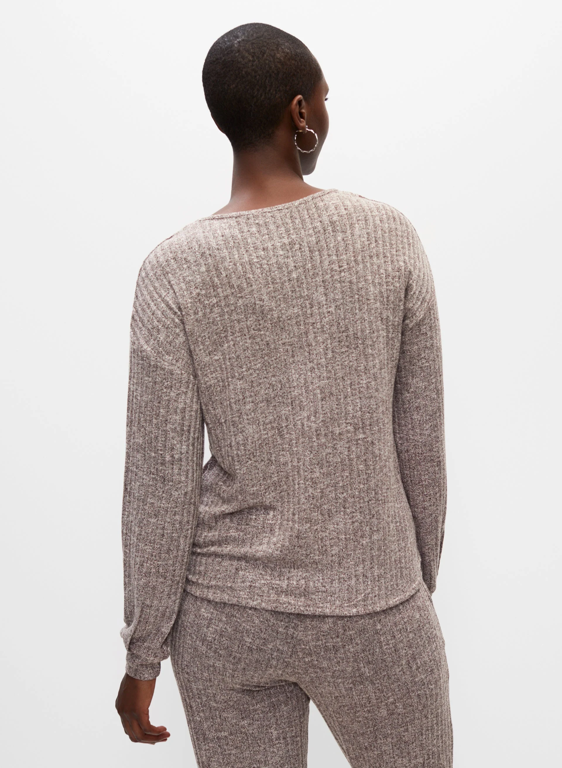 Tie Front Melange Knit Top - Image 4