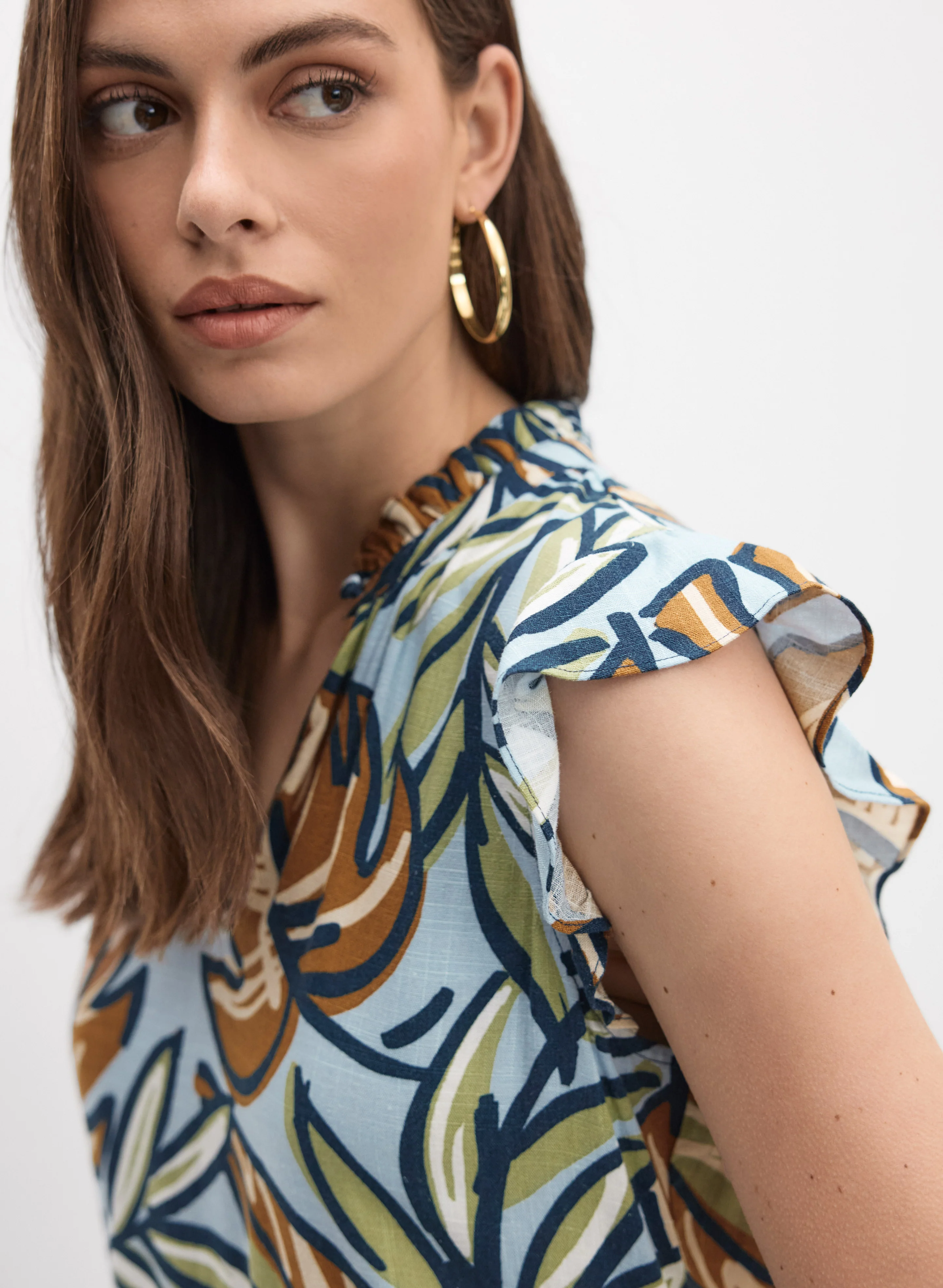 Tiered Leaf Print Dress - Image 2