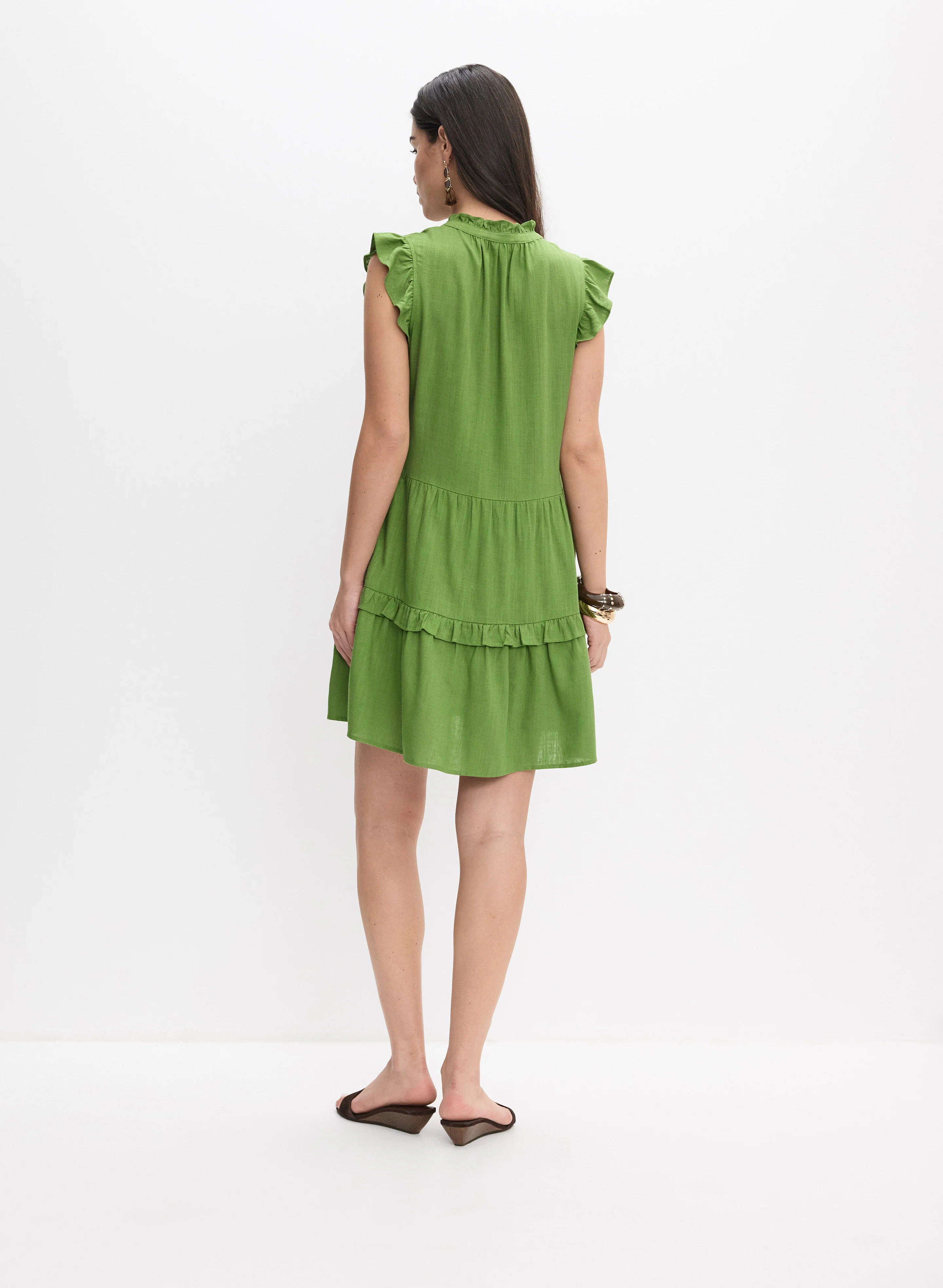 Tiered Linen-Blend Dress - Image 4