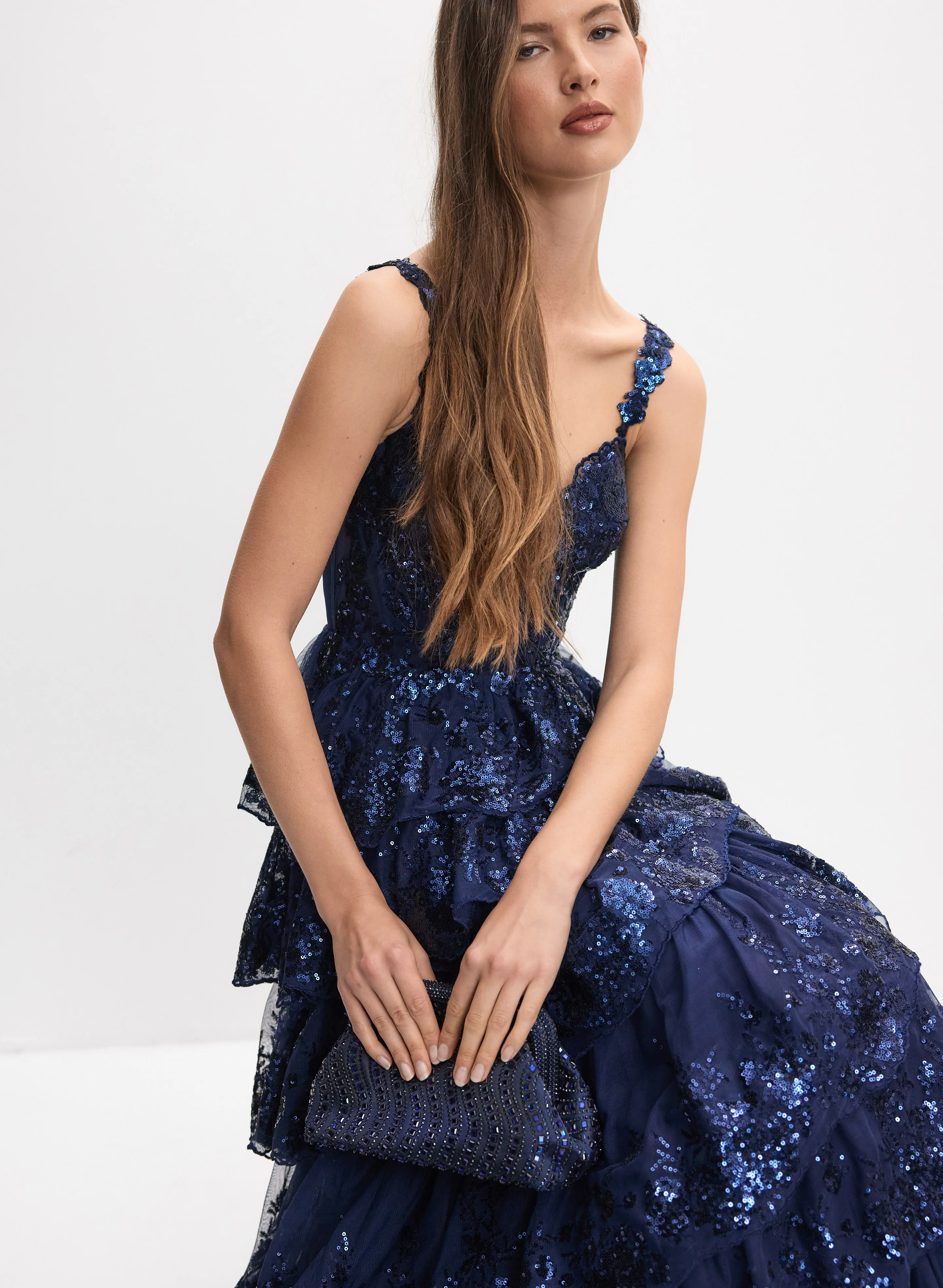 Tiered Sequin Gown - Image 9