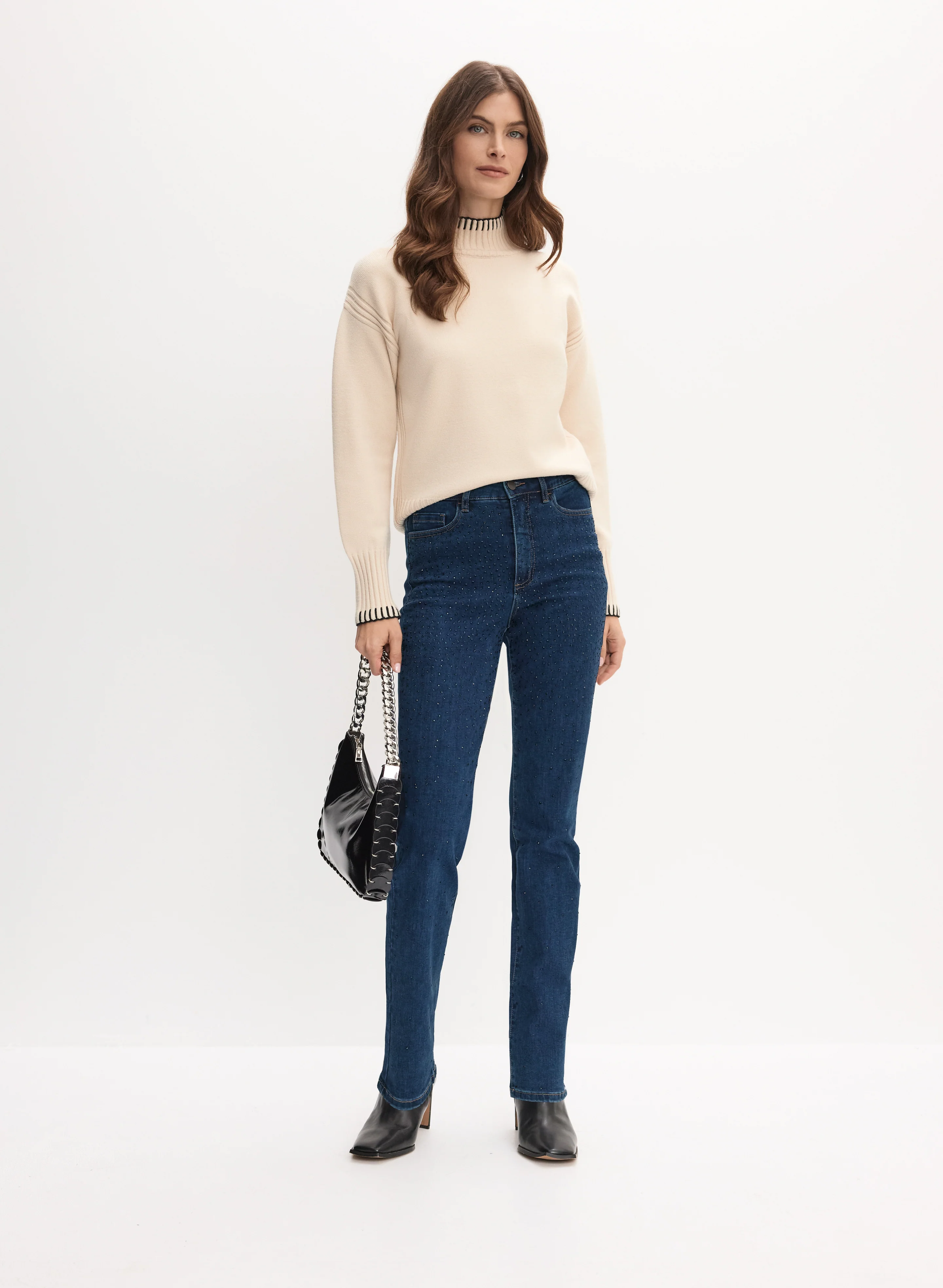 Tonal Embellished Straight-Leg Jeans - Image 3