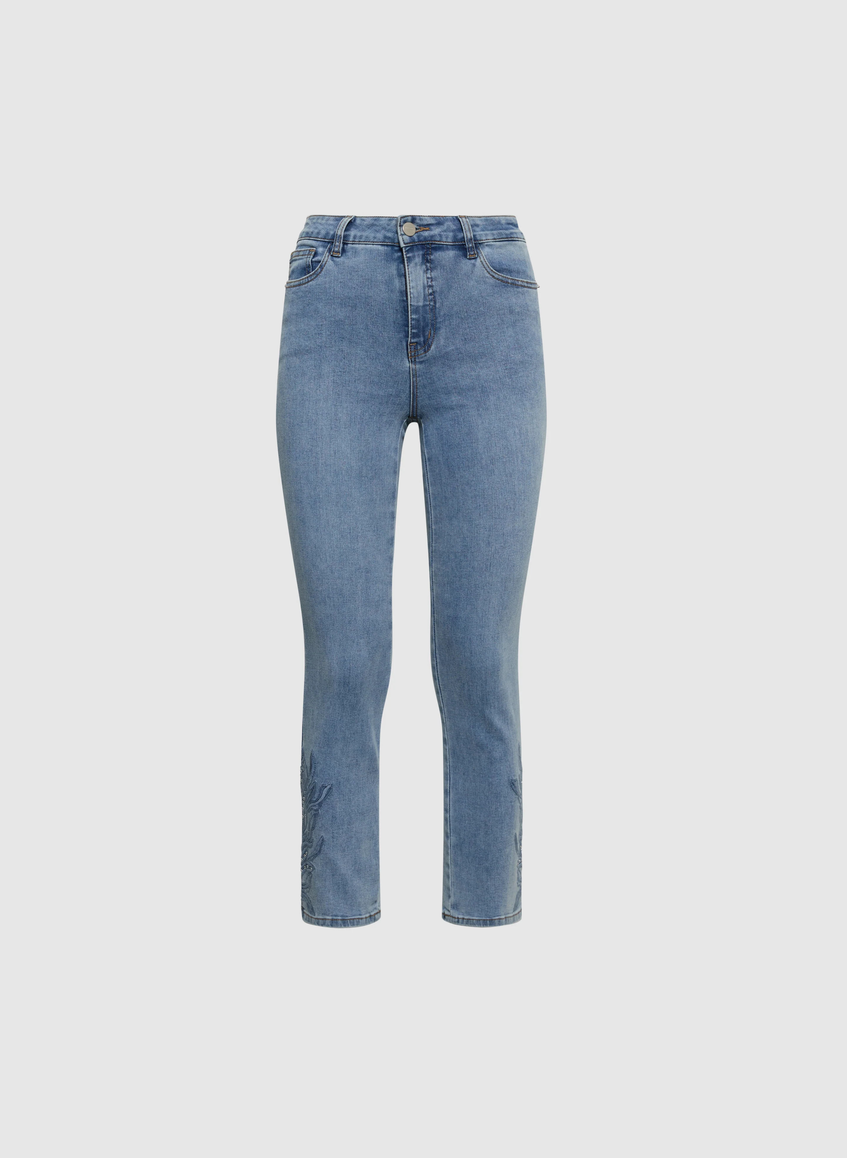Tonal Embroidered Straight-Leg Jeans - Image 6