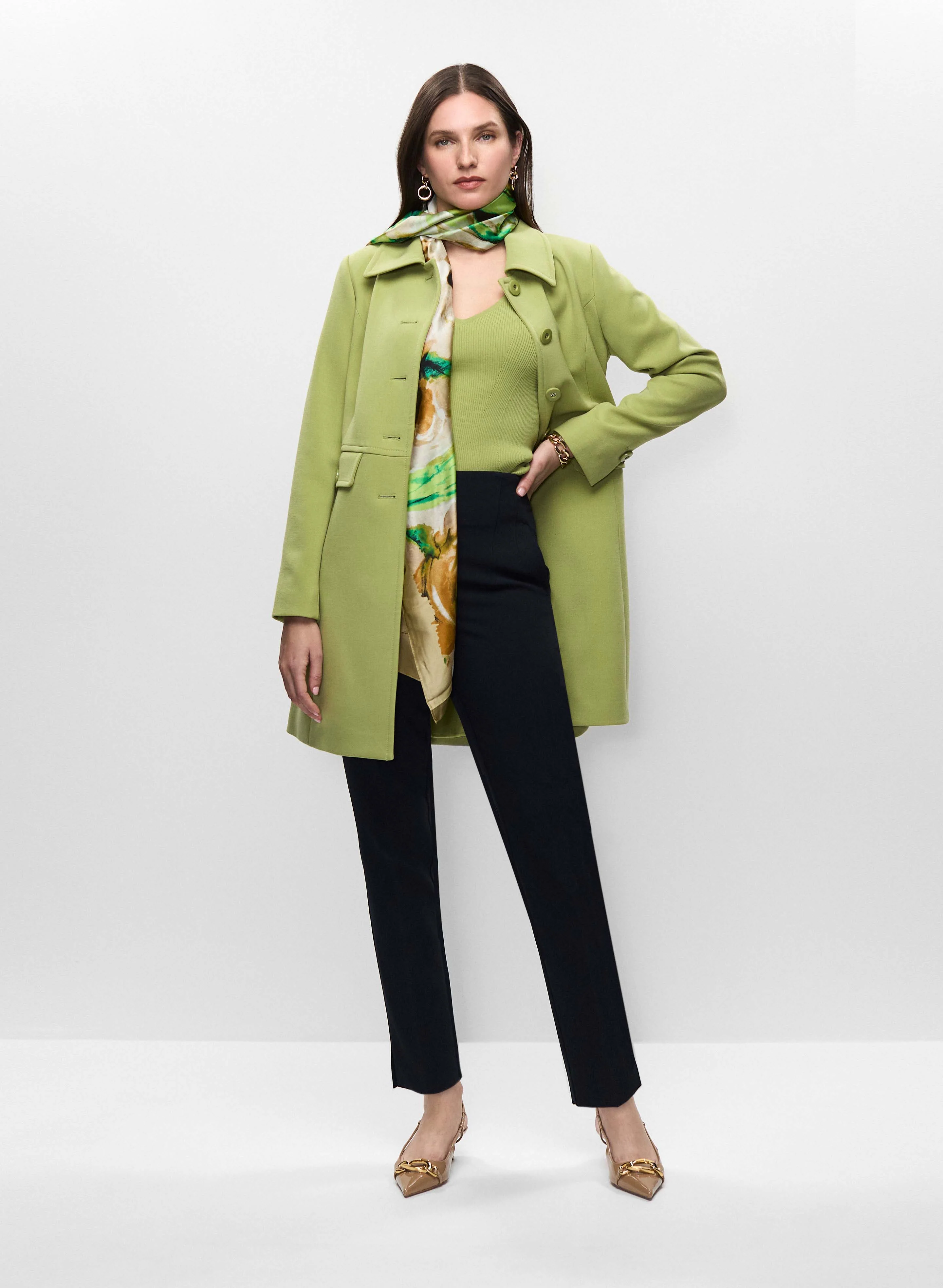 Tricotine Trench, Knit Tank & Slim Leg Pants