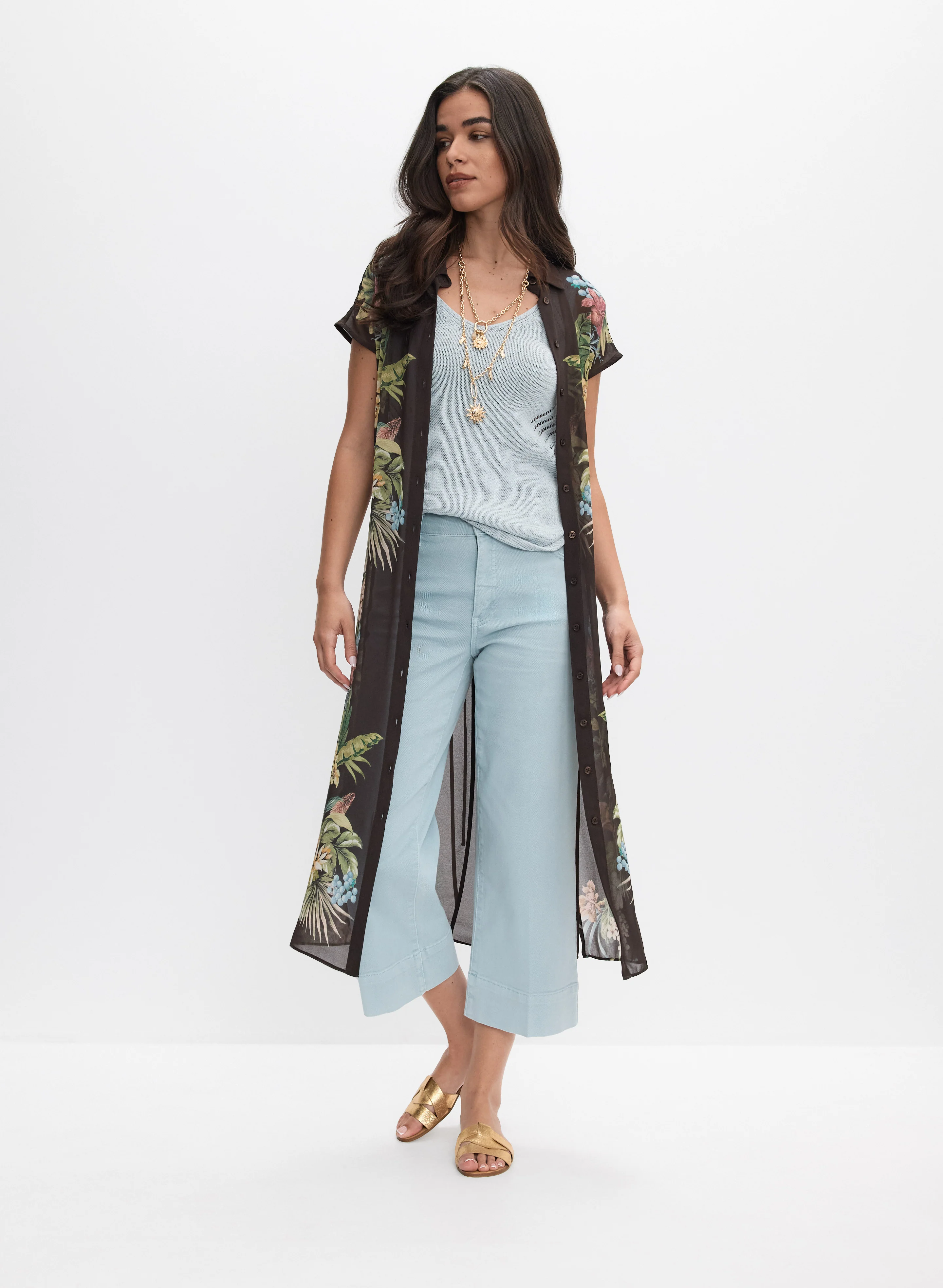 Tropical Print Tunic Blouse