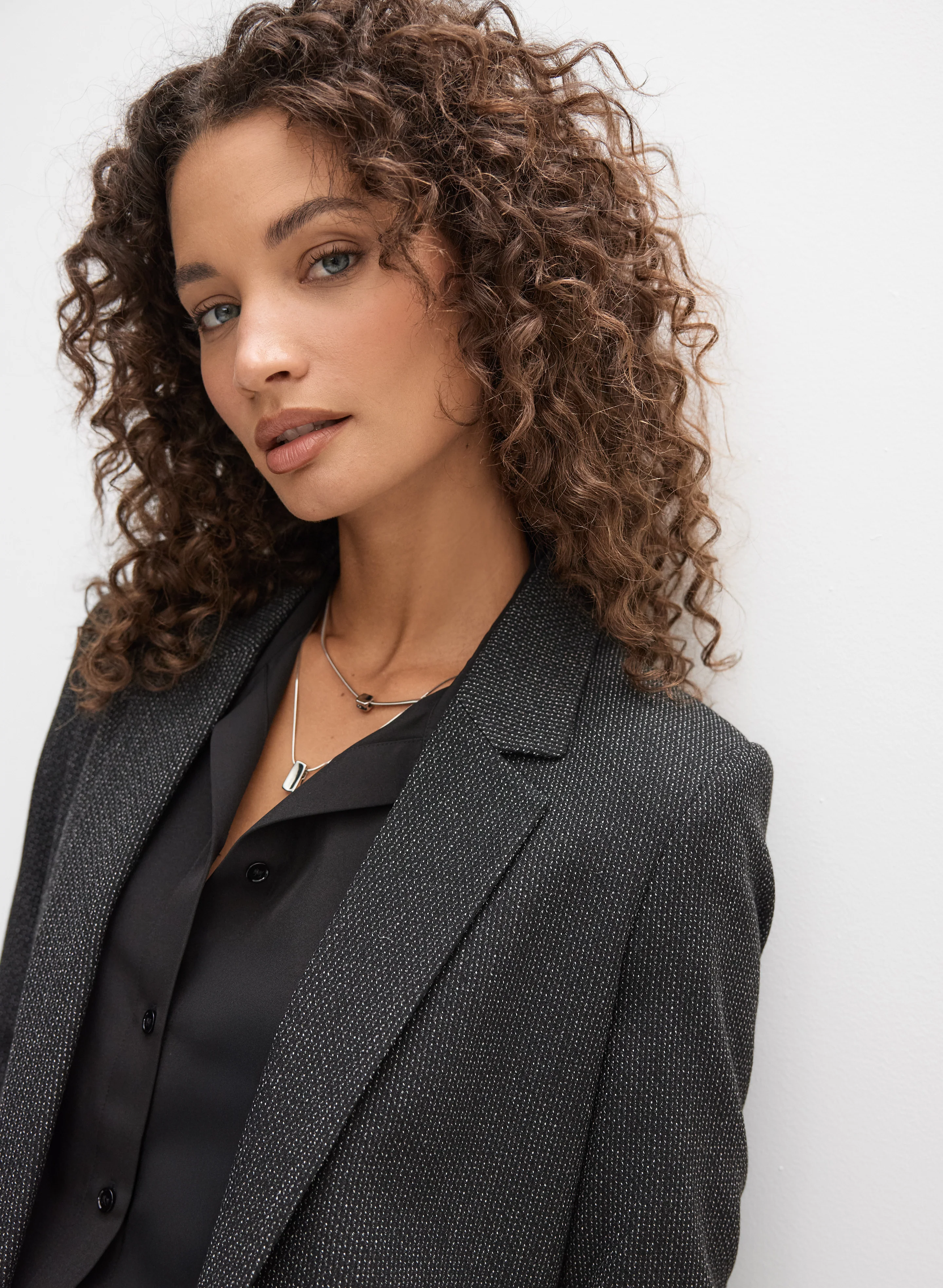 Tweed Ruched Sleeve Blazer - Image 2