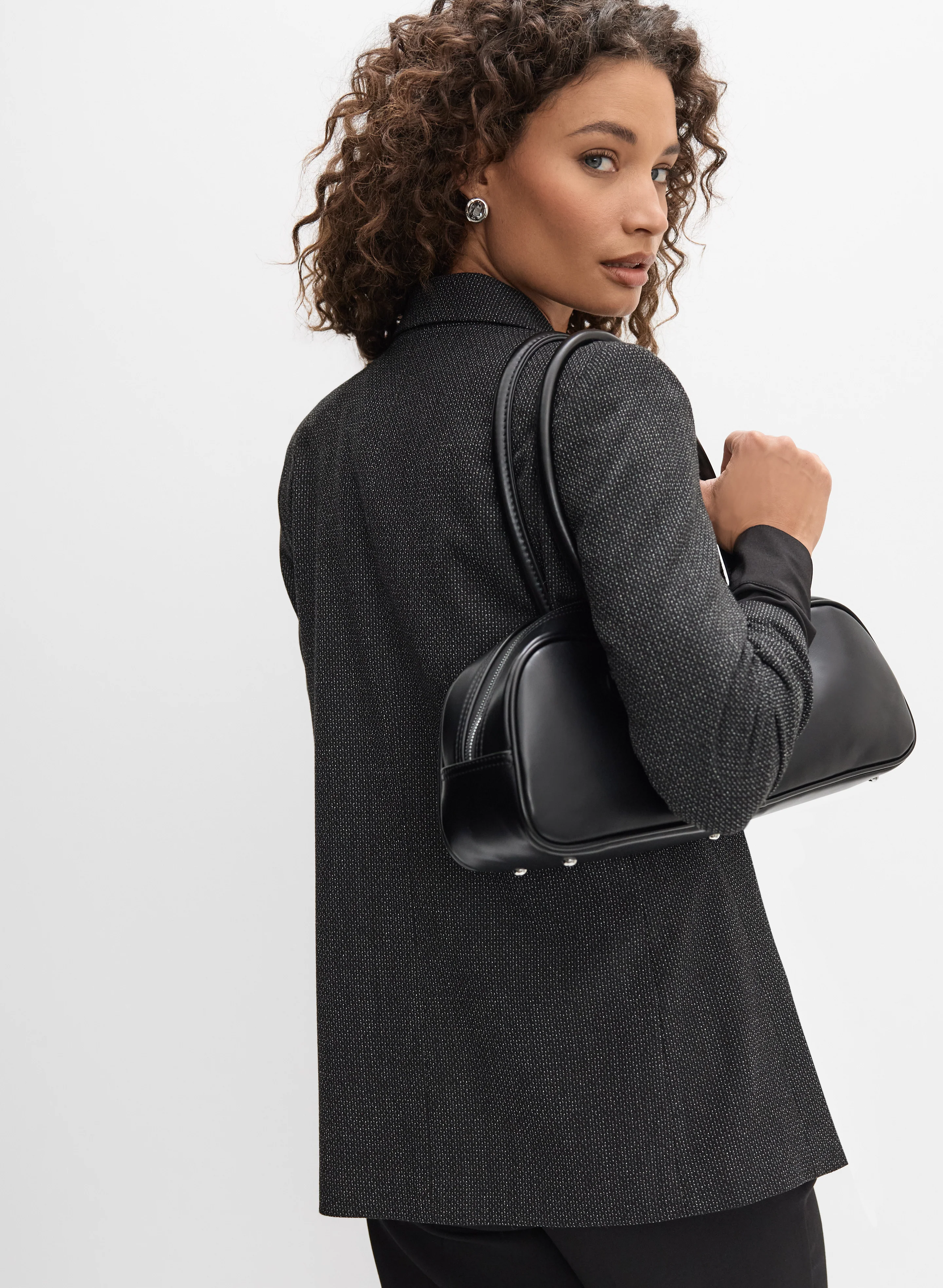 Tweed Ruched Sleeve Blazer - Image 4