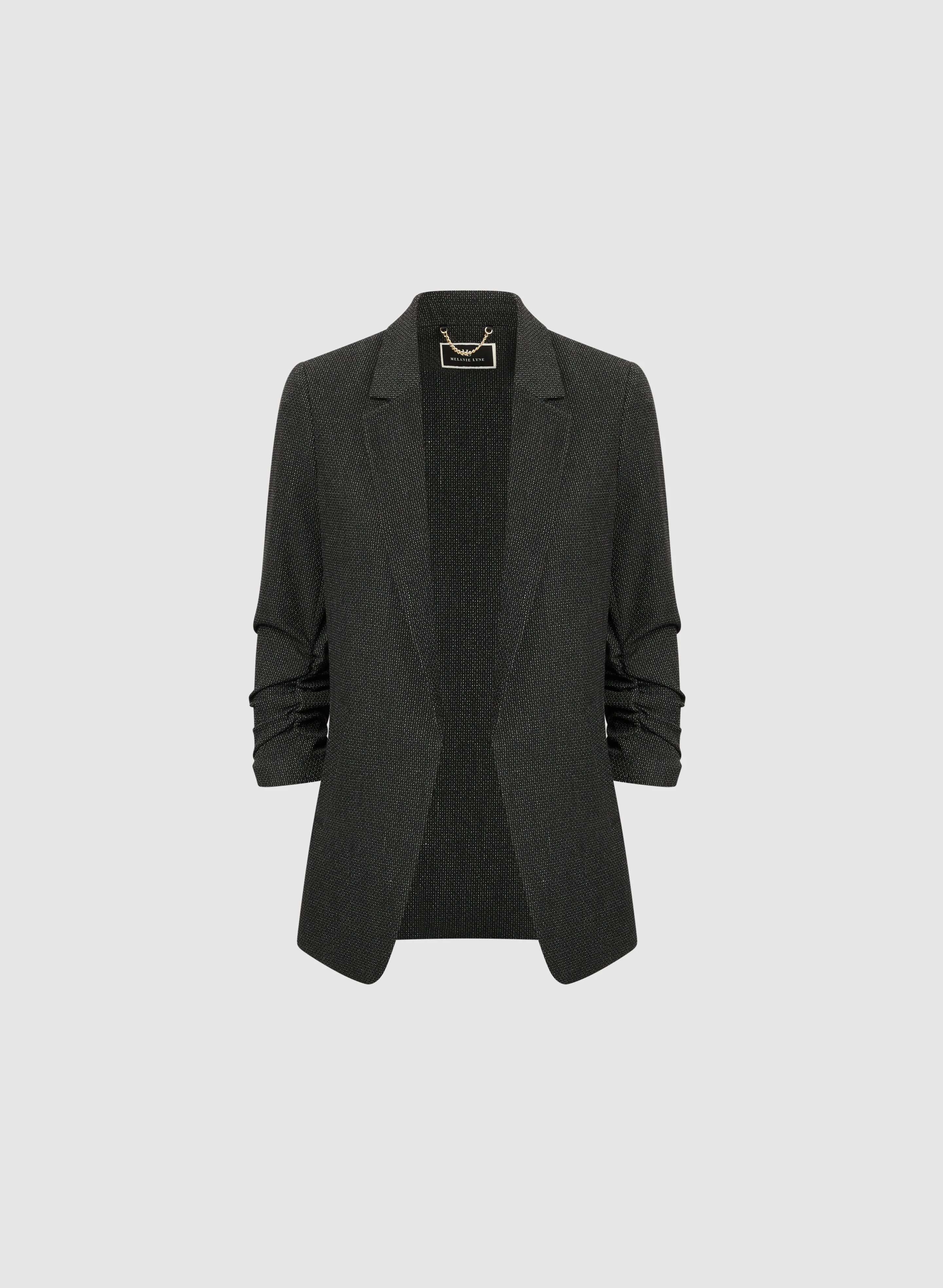 Tweed Ruched Sleeve Blazer - Image 6