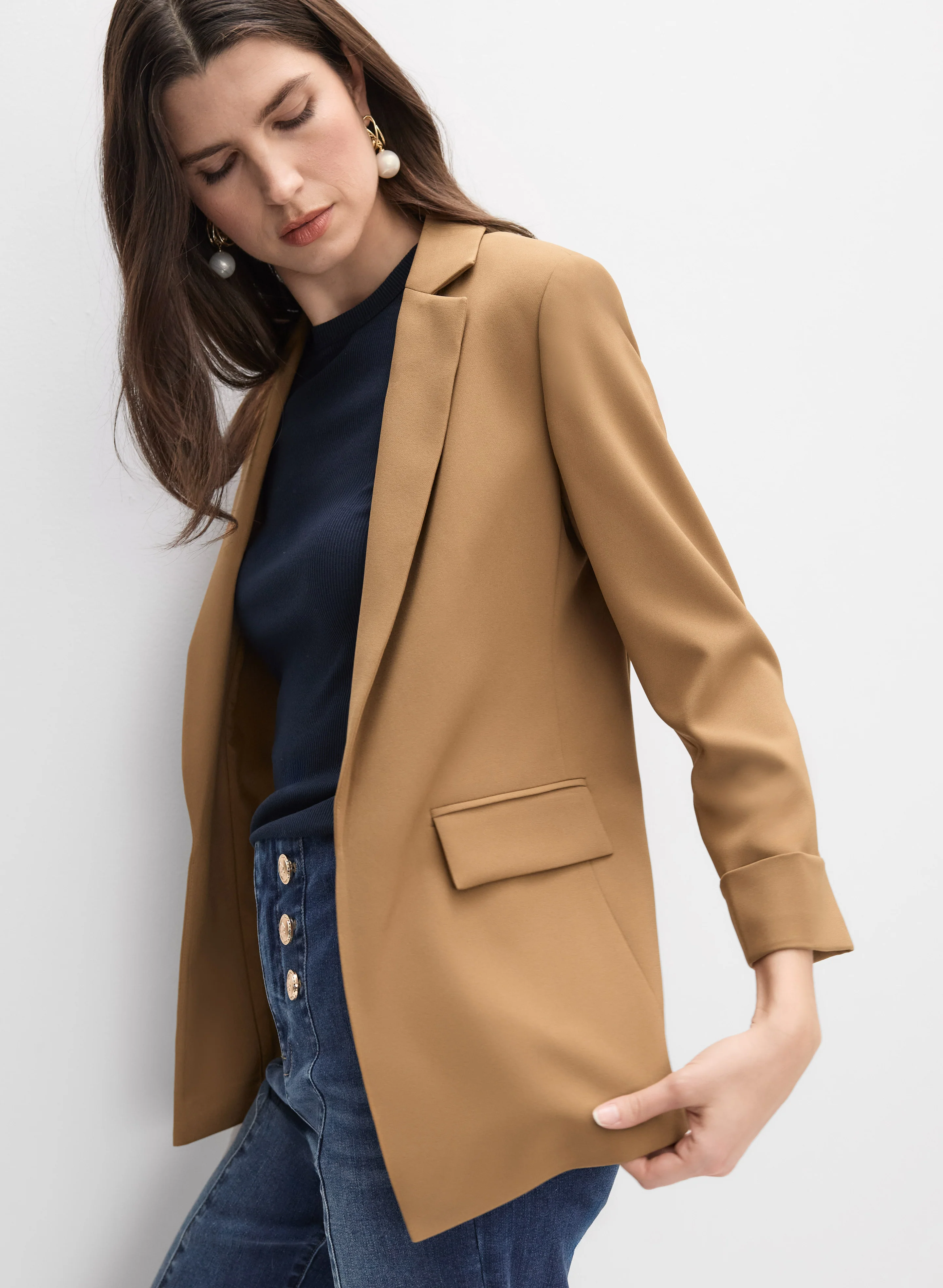 Twill Open Front Blazer - Image 5