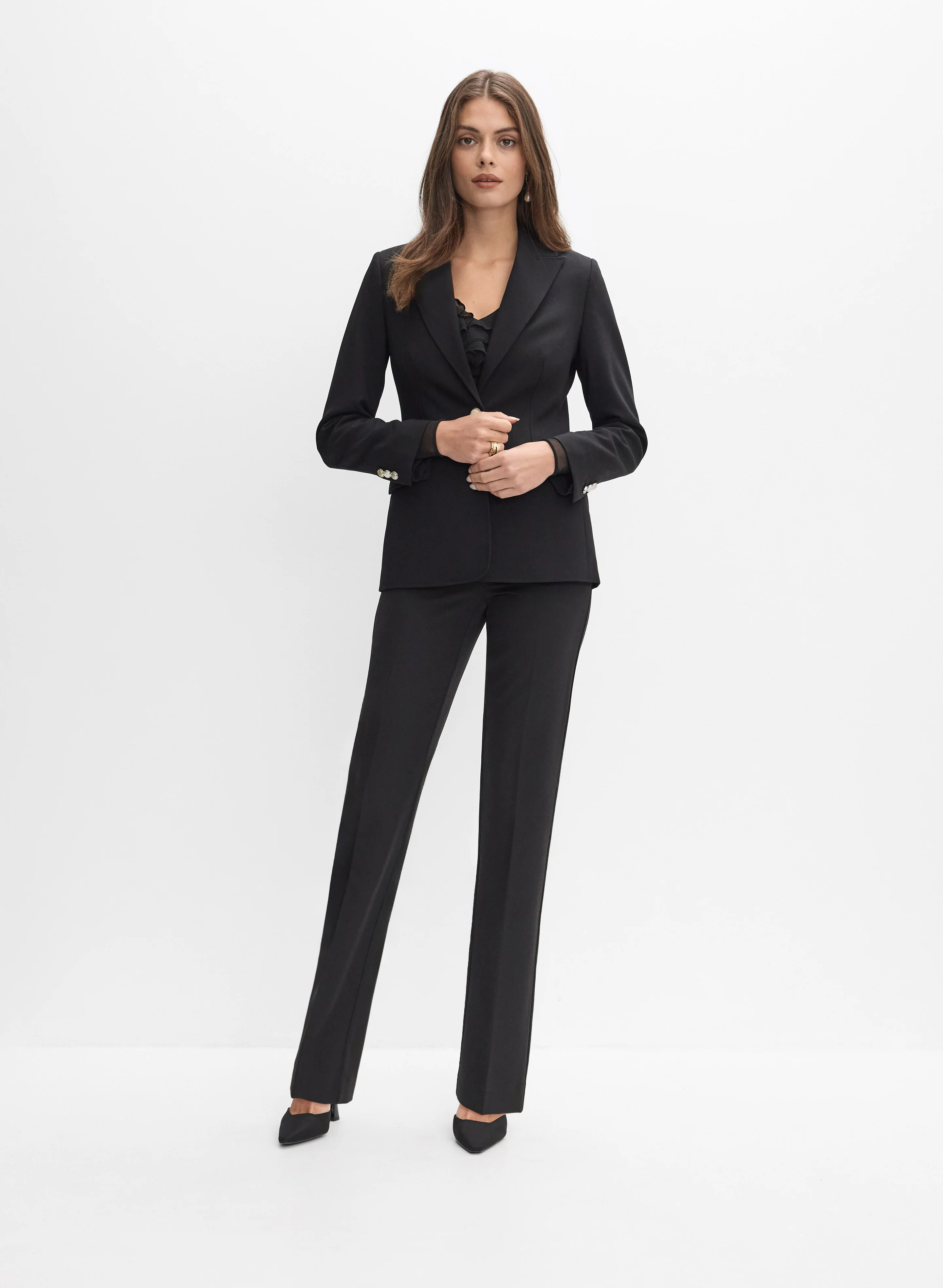Two-Button Blazer & Straight-Leg Pants