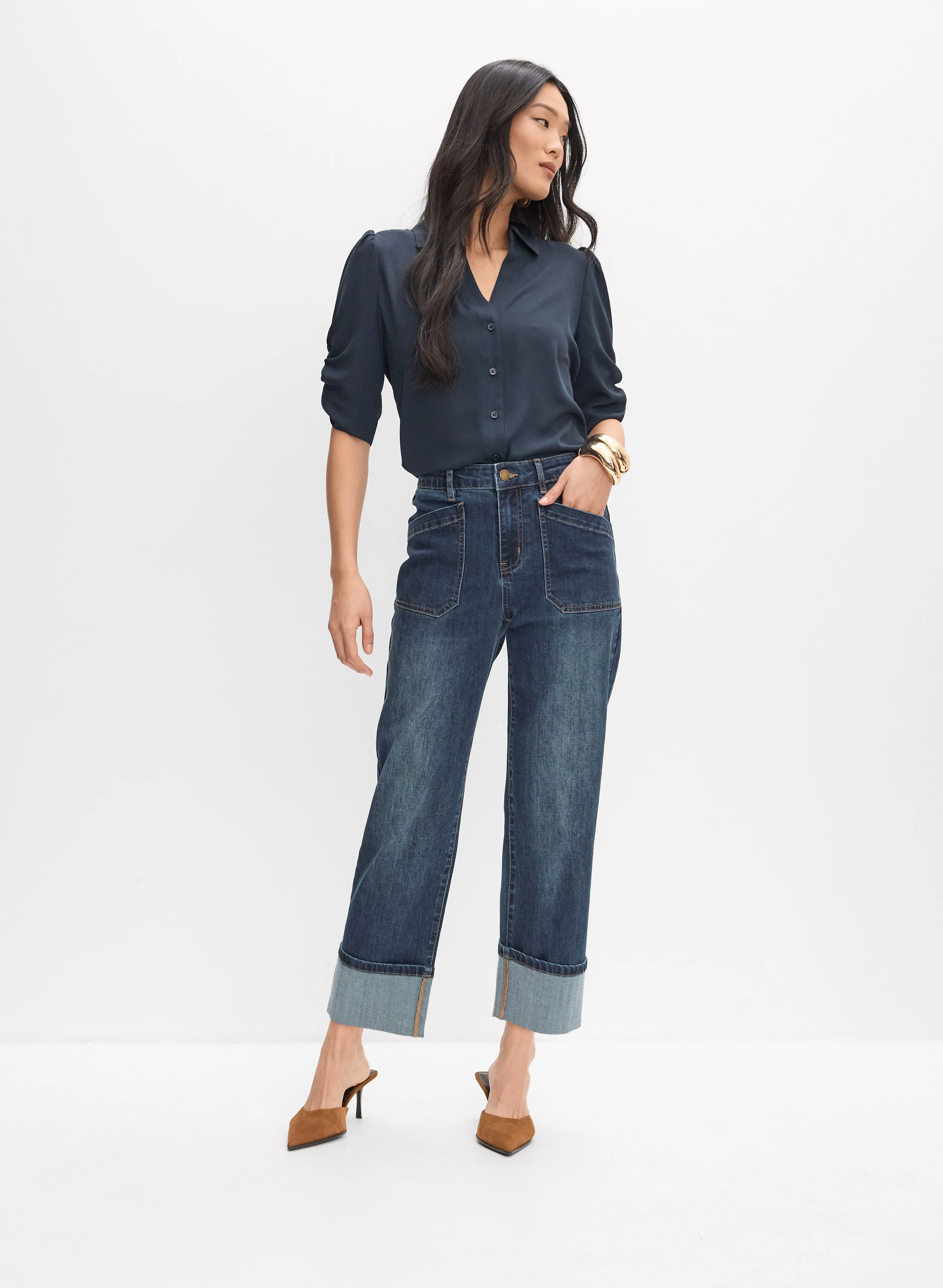 Utility Pocket Culotte Jeans - Image 3