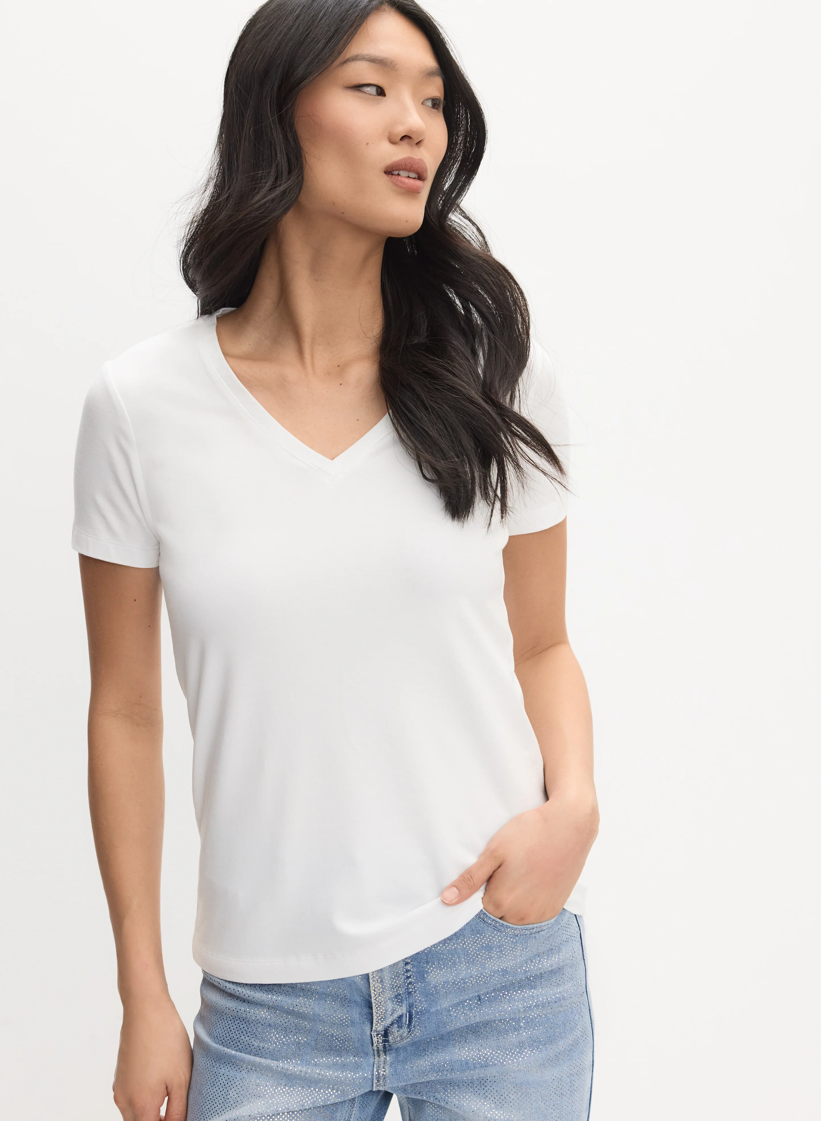 V-Neck Cotton T-Shirt - Image 4