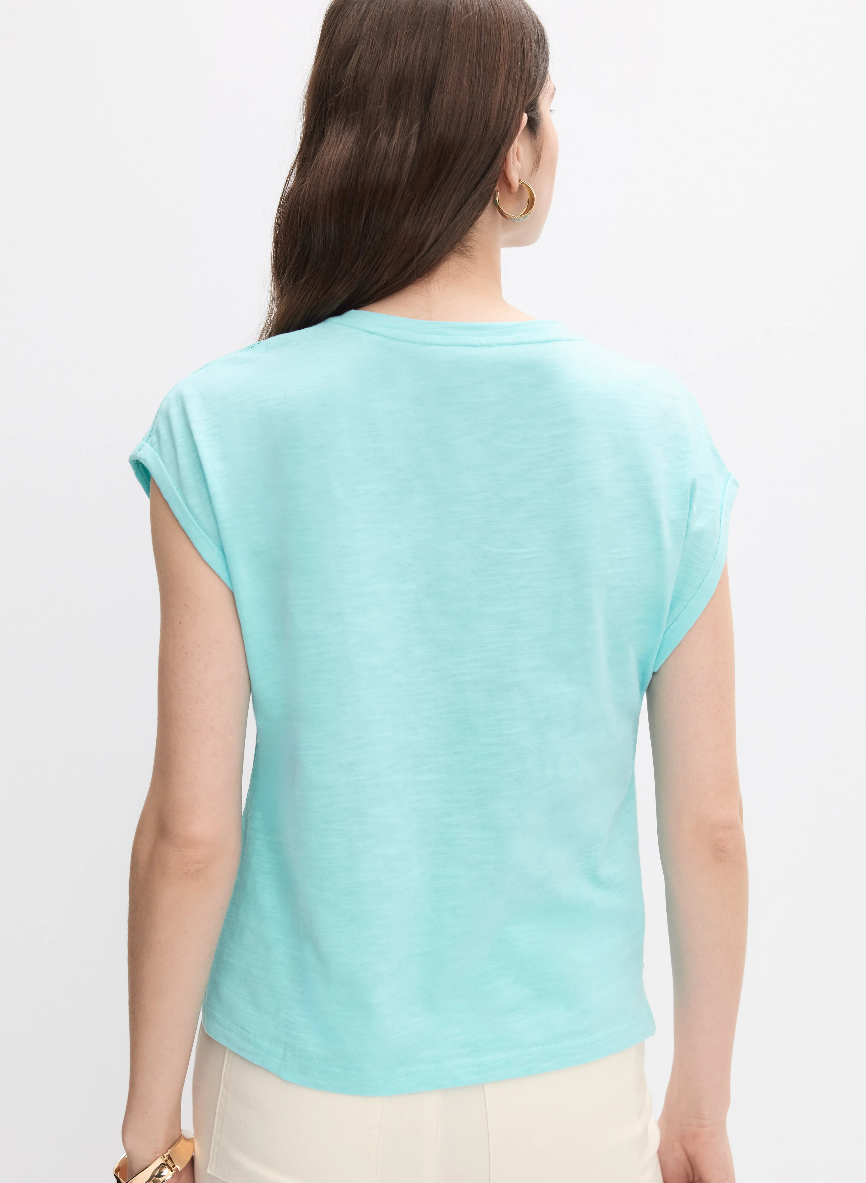 V-Neck Textured T-Shirt - Image 4