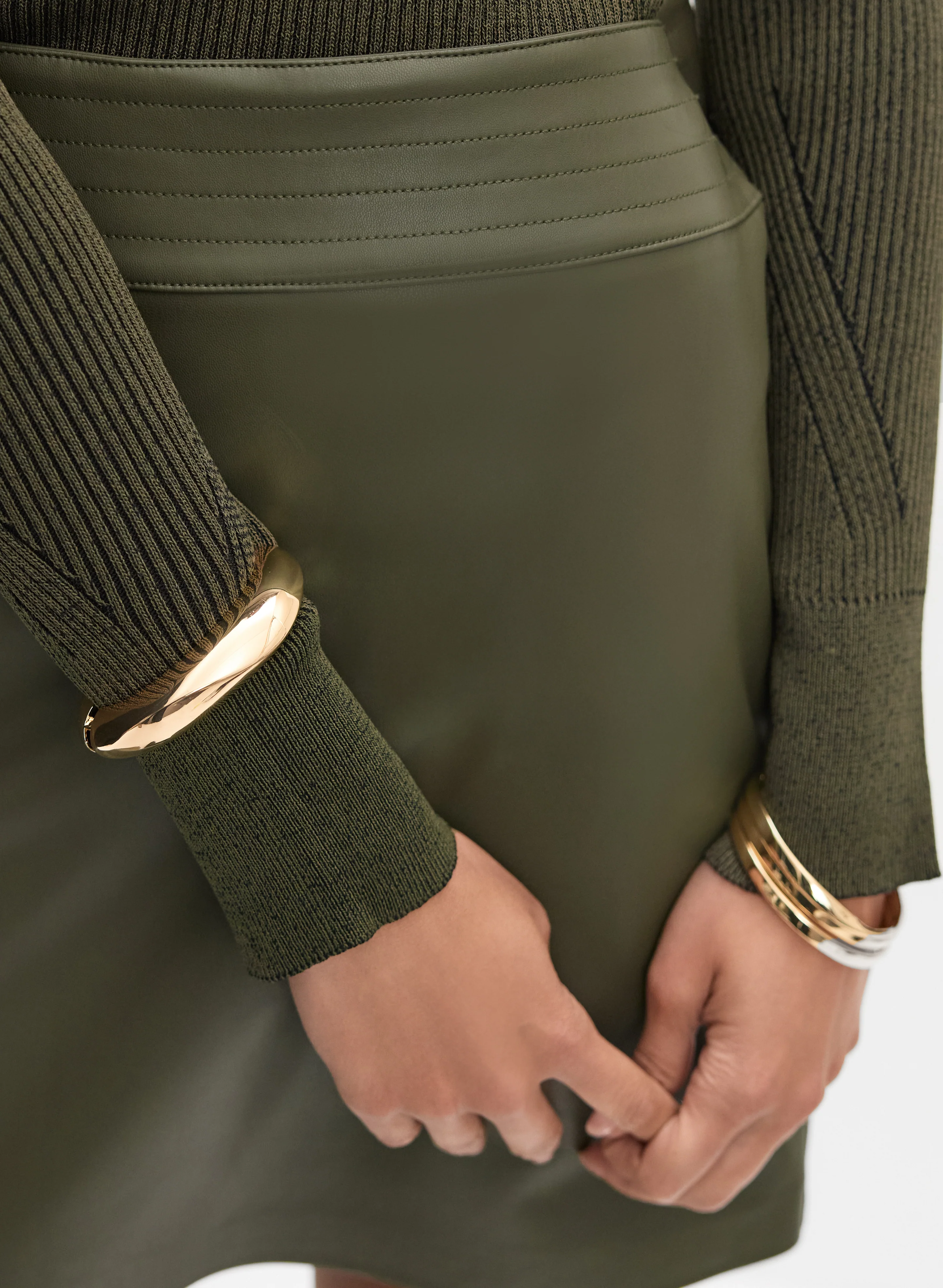 Vegan Leather A-Line Skirt - Image 4