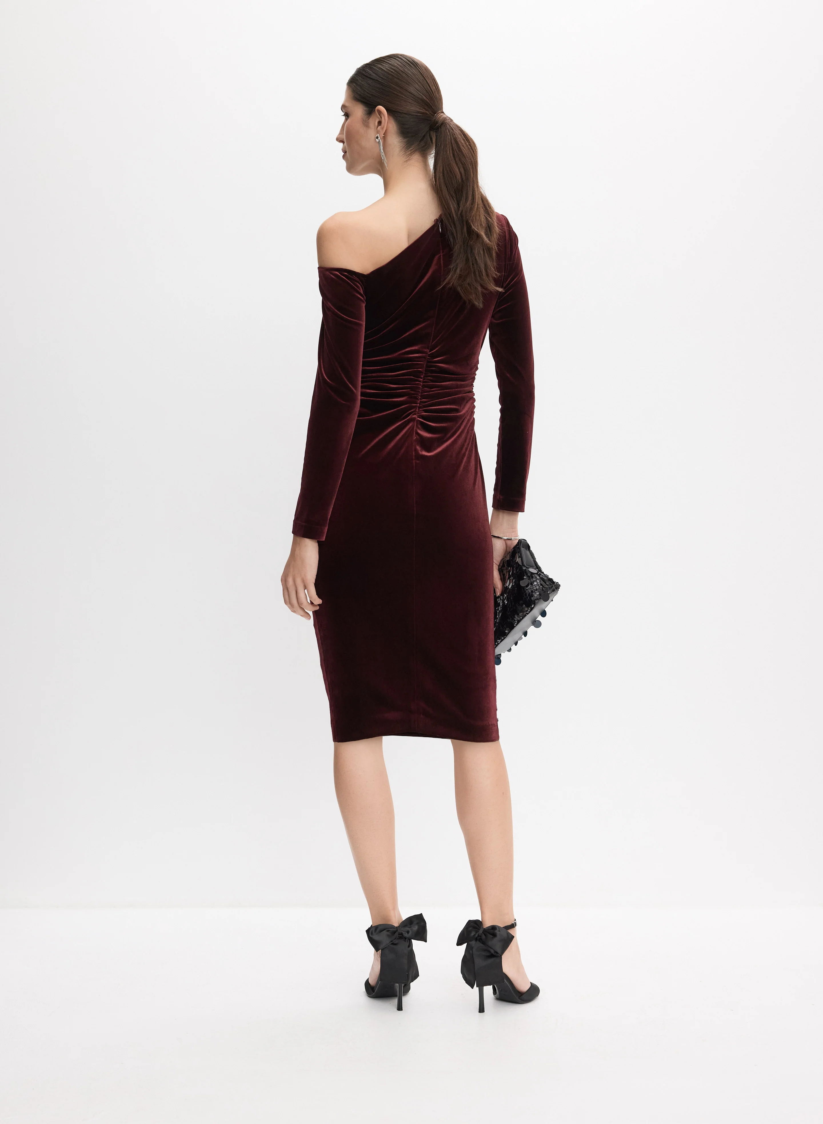 Velvet Asymmetrical Dress - Image 5