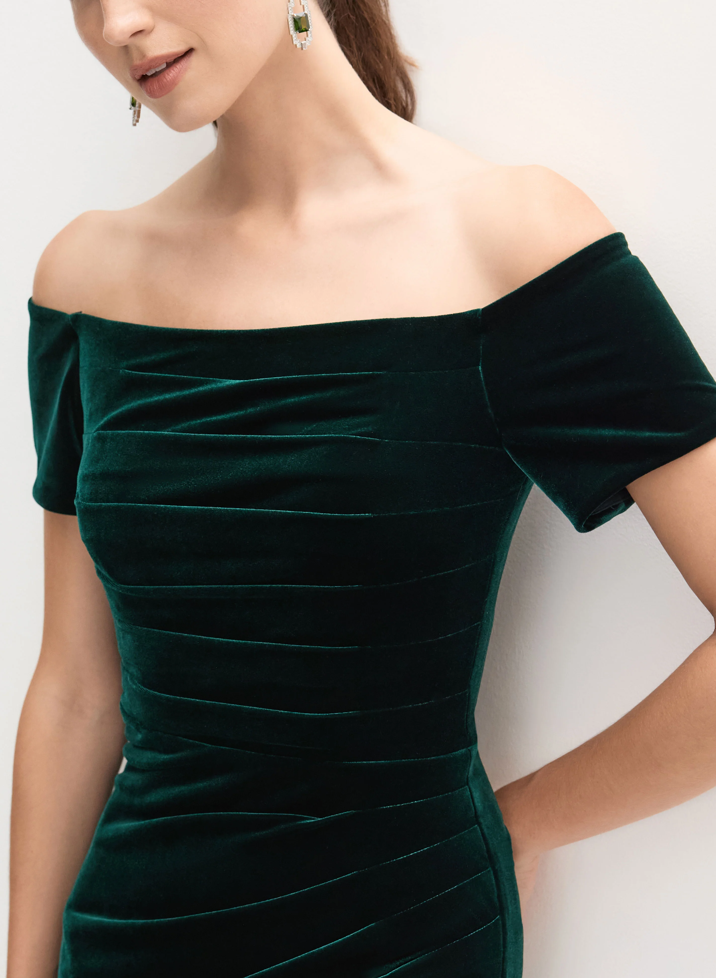 BA Nites - Velvet Bardot Dress - Image 2