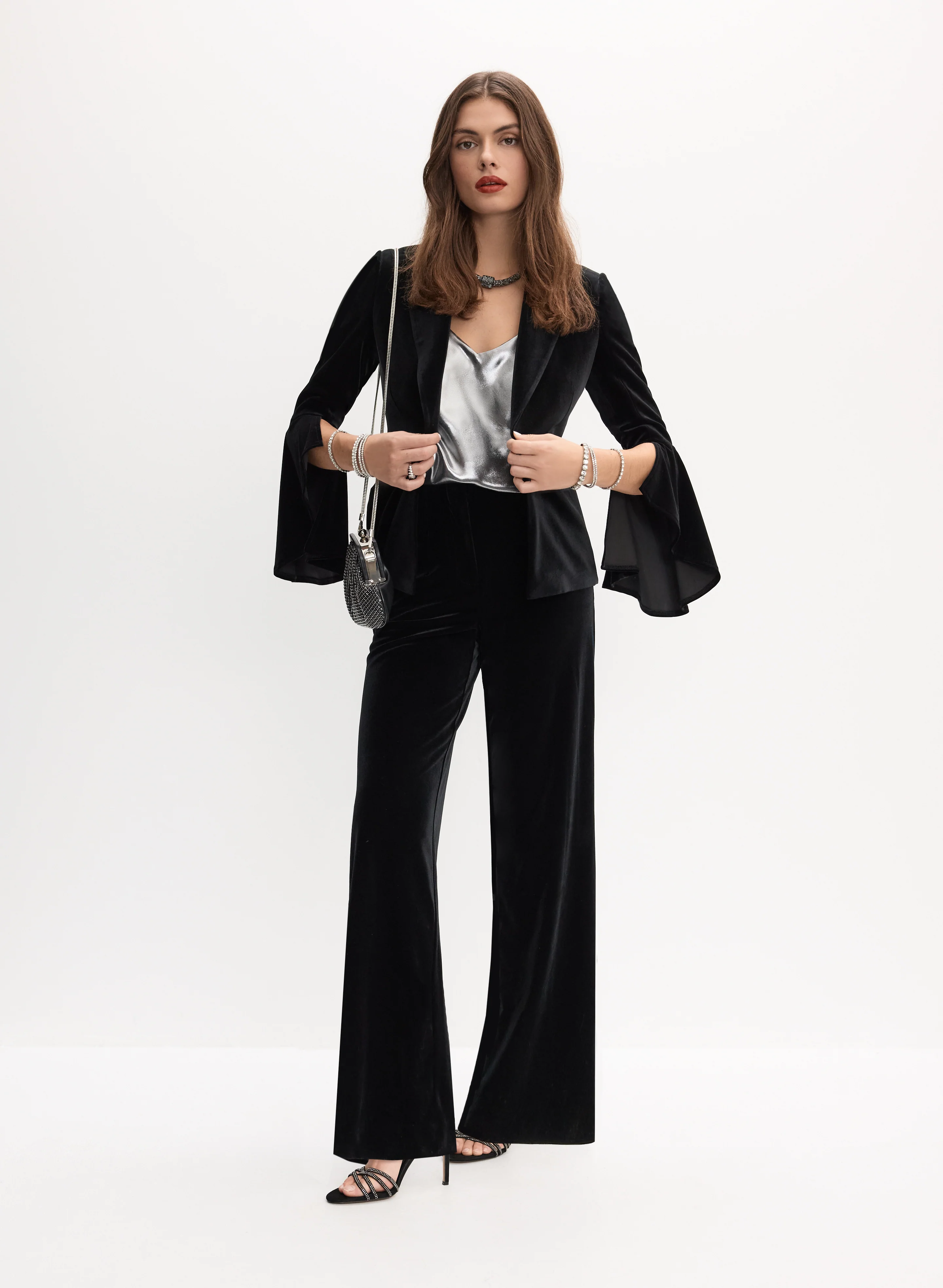 Velvet Flutter Sleeve Jacket - Image 2