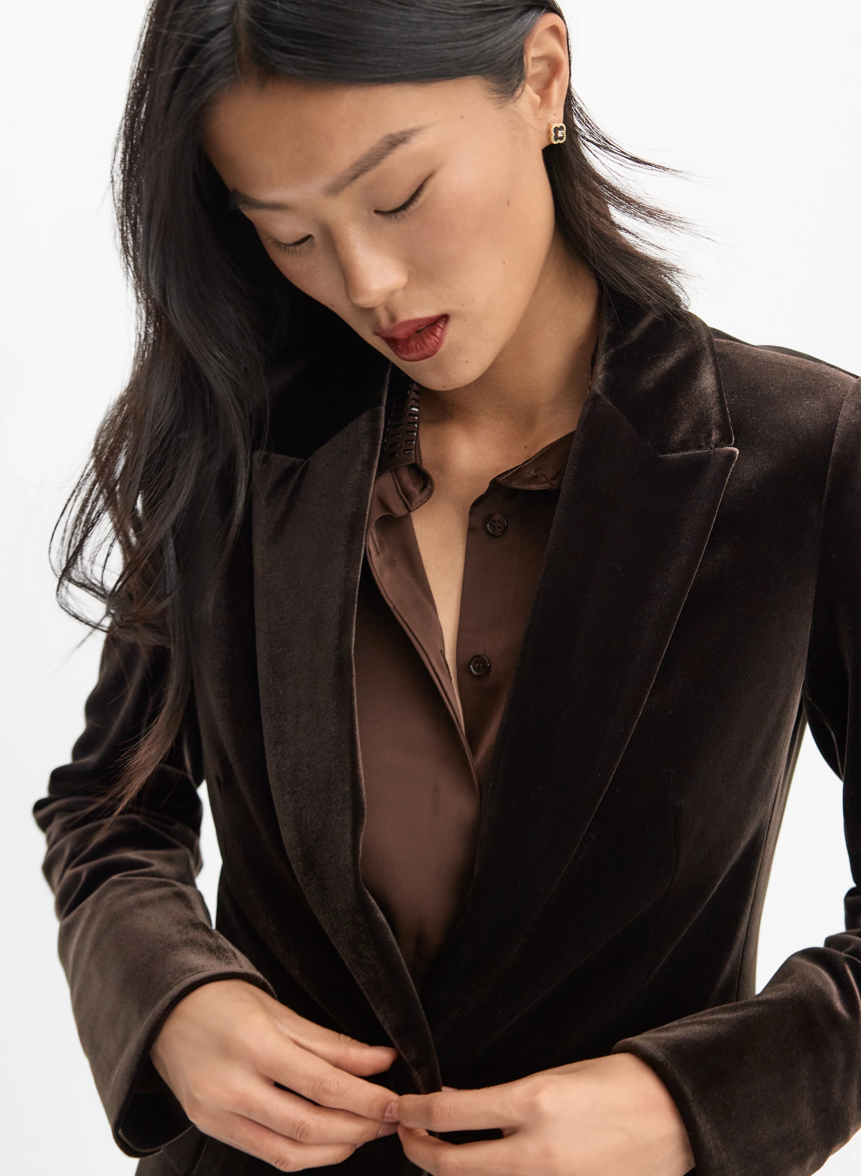 Velvet Notch Collar Blazer - Image 2