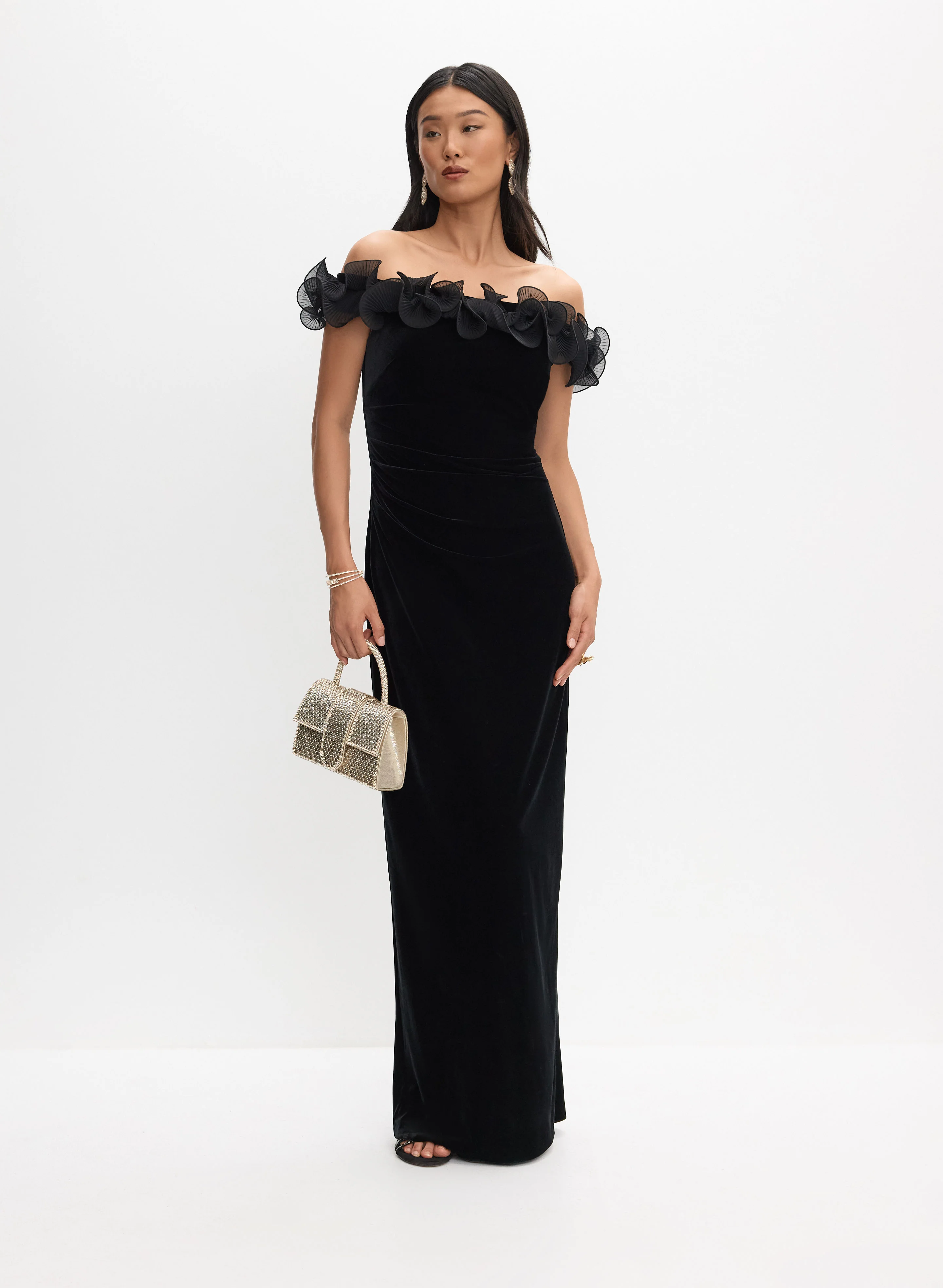 BA Nites - Velvet Off-Shoulder Dress