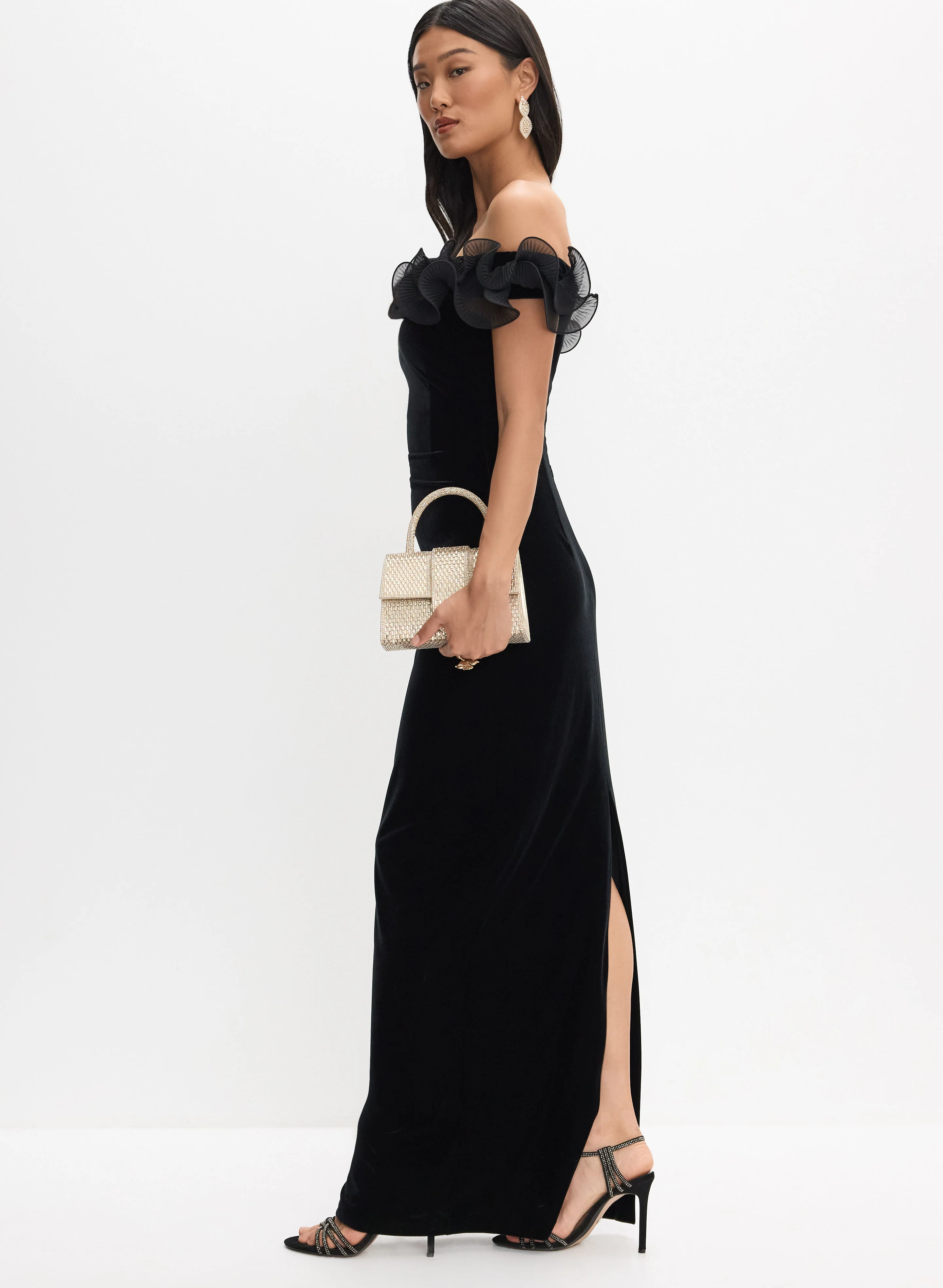 BA Nites - Velvet Off-Shoulder Dress - Image 2