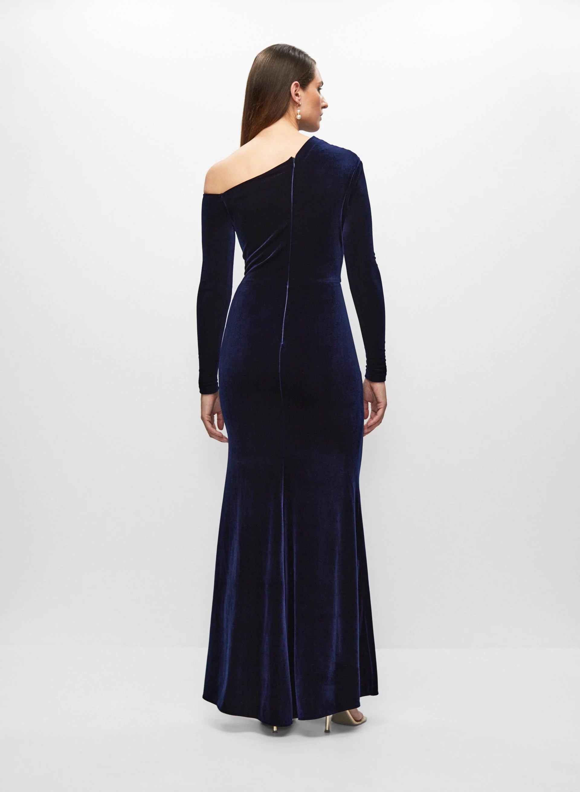 Velvet One-Shoulder Dress - Image 3