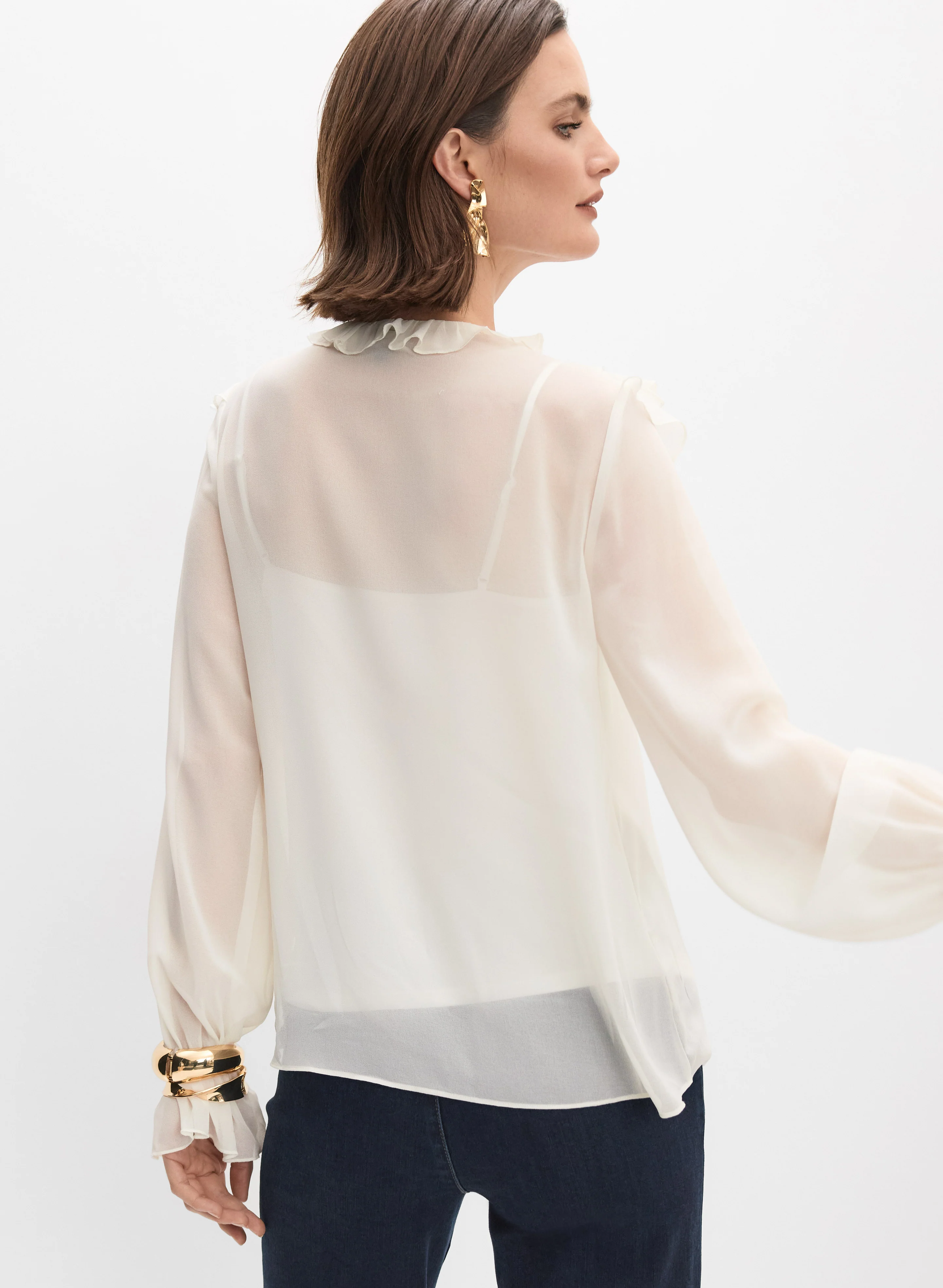 Waterfall Ruffle Front Blouse - Image 4