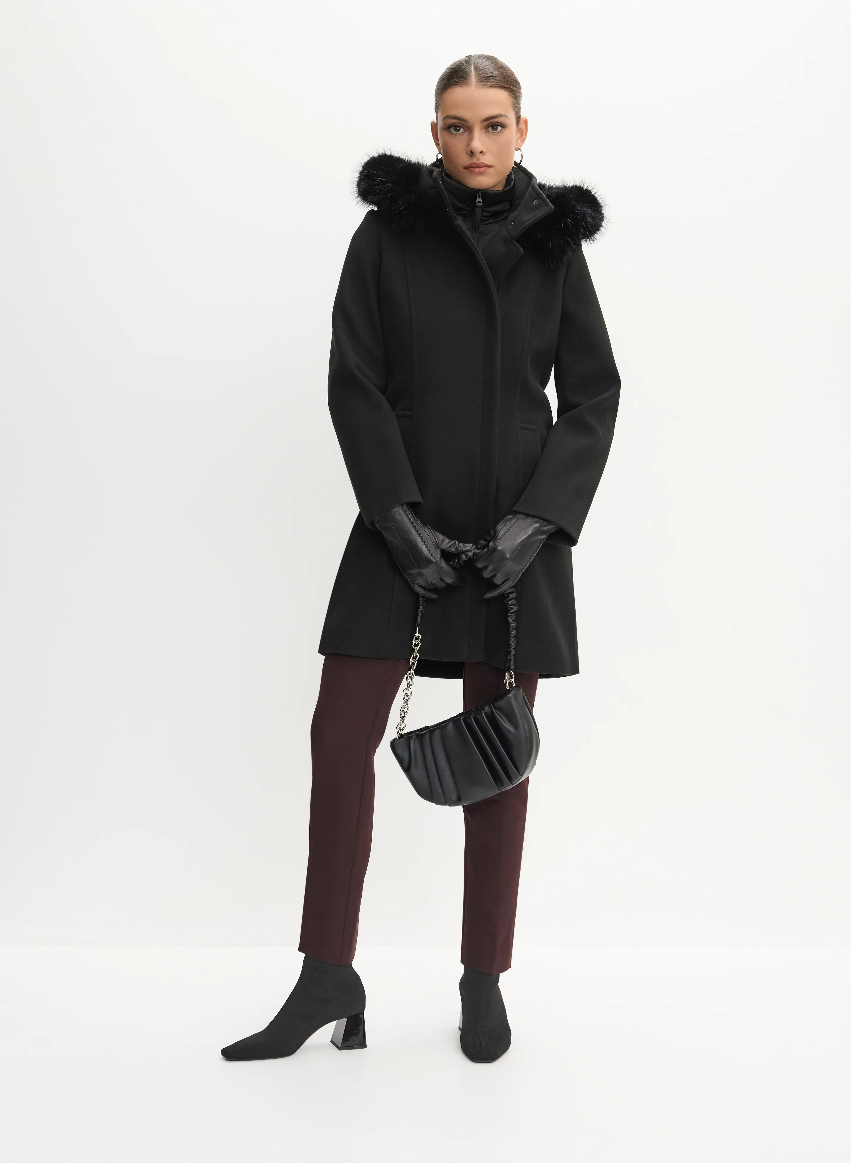 Wool-Blend A-Line Coat