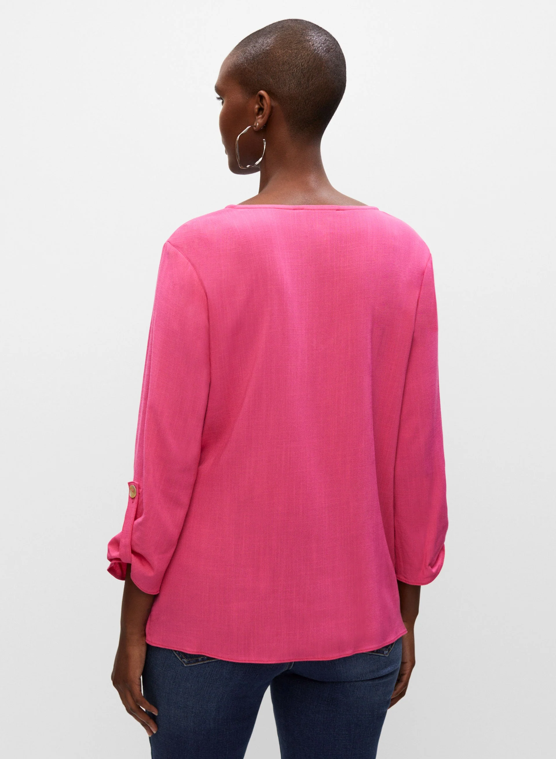 Wrap Effect 3/4 Sleeve Top - Image 2