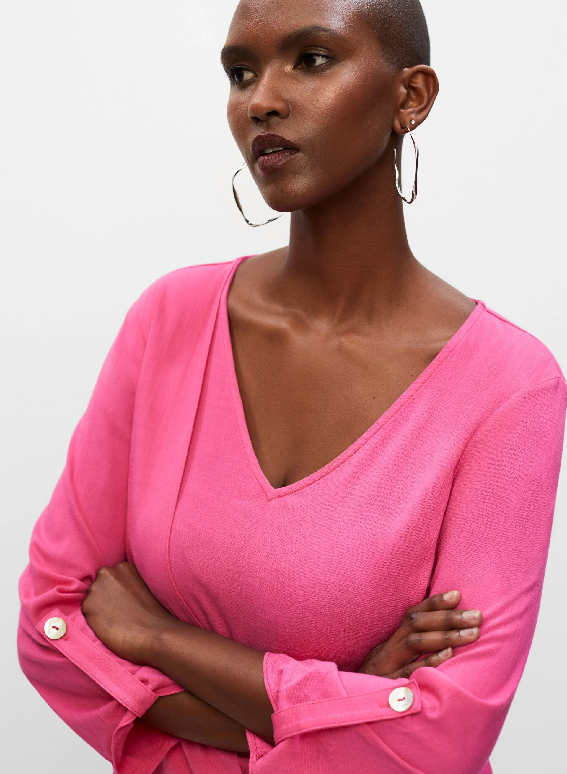 Wrap Effect 3/4 Sleeve Top - Image 3