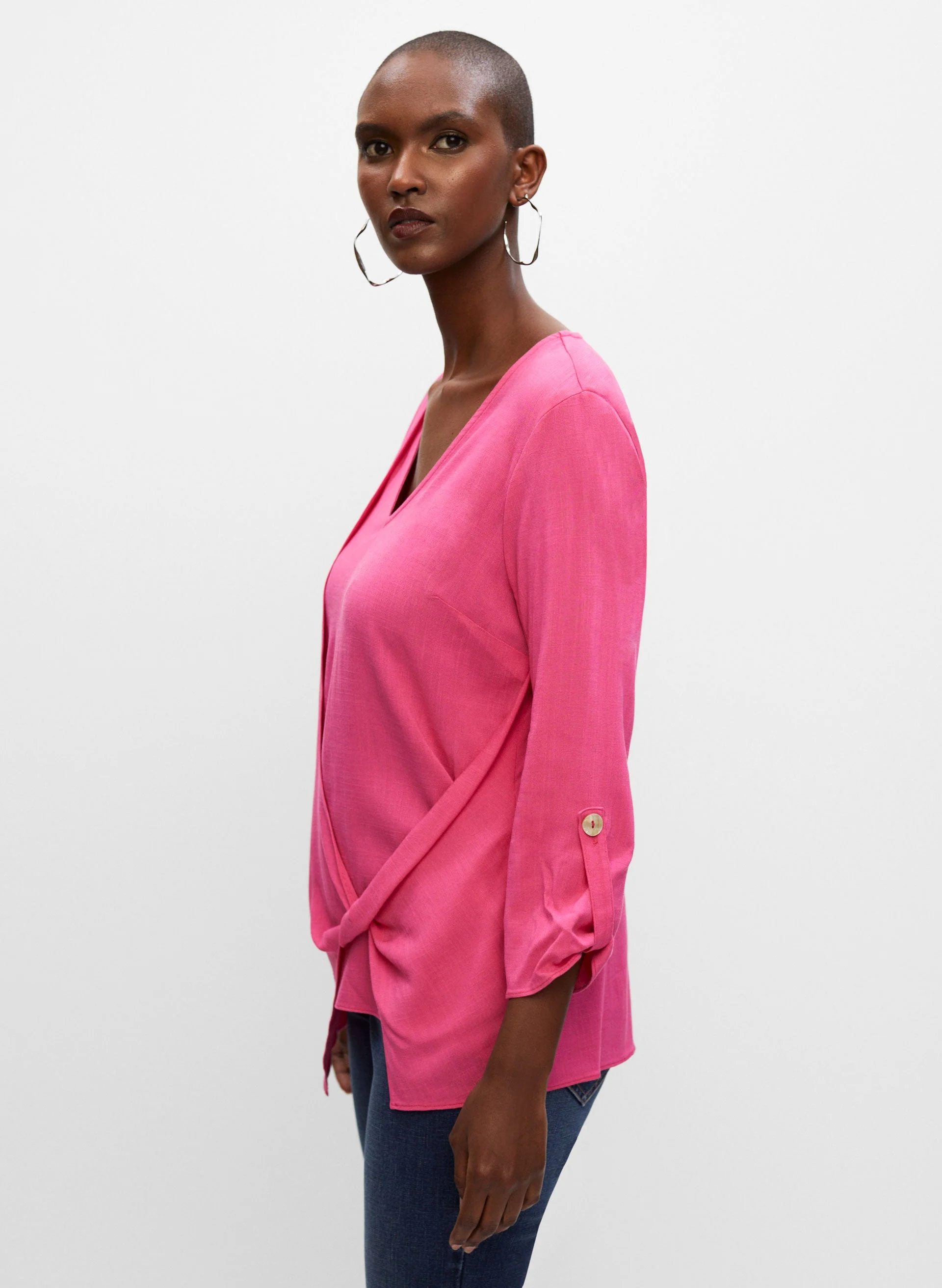 Wrap Effect 3/4 Sleeve Top - Image 5