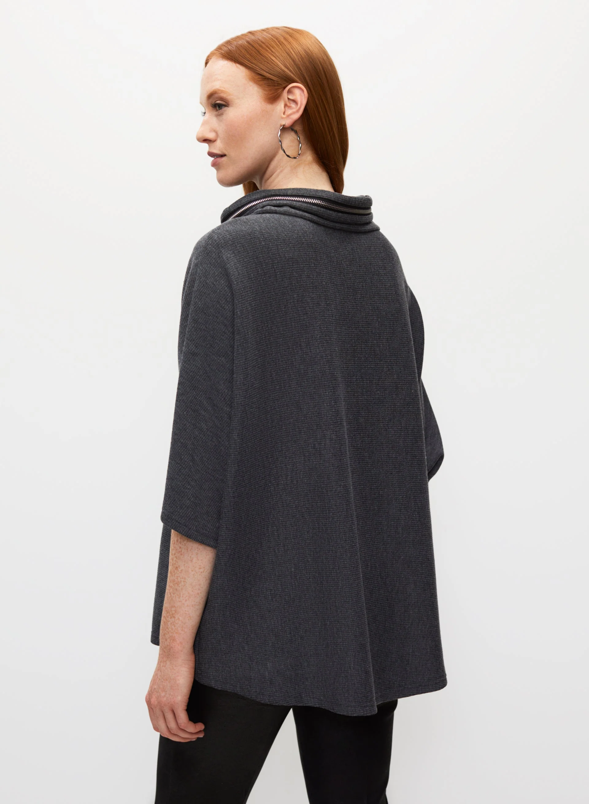 Zip Detail Funnel Neck Top - Image 4